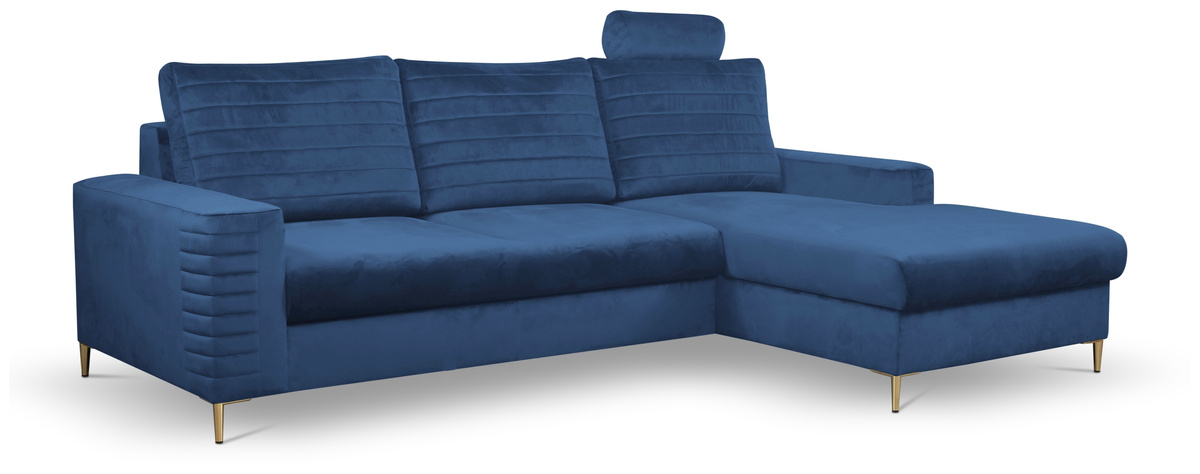 Kanapa narożna z funkcją spania CASTI niebieska