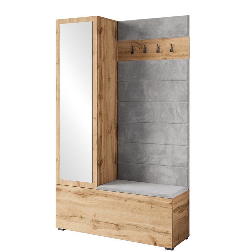 Garderoba do przedpokoju 115 cm z siedziskiem i lustrem TESSARO wotan