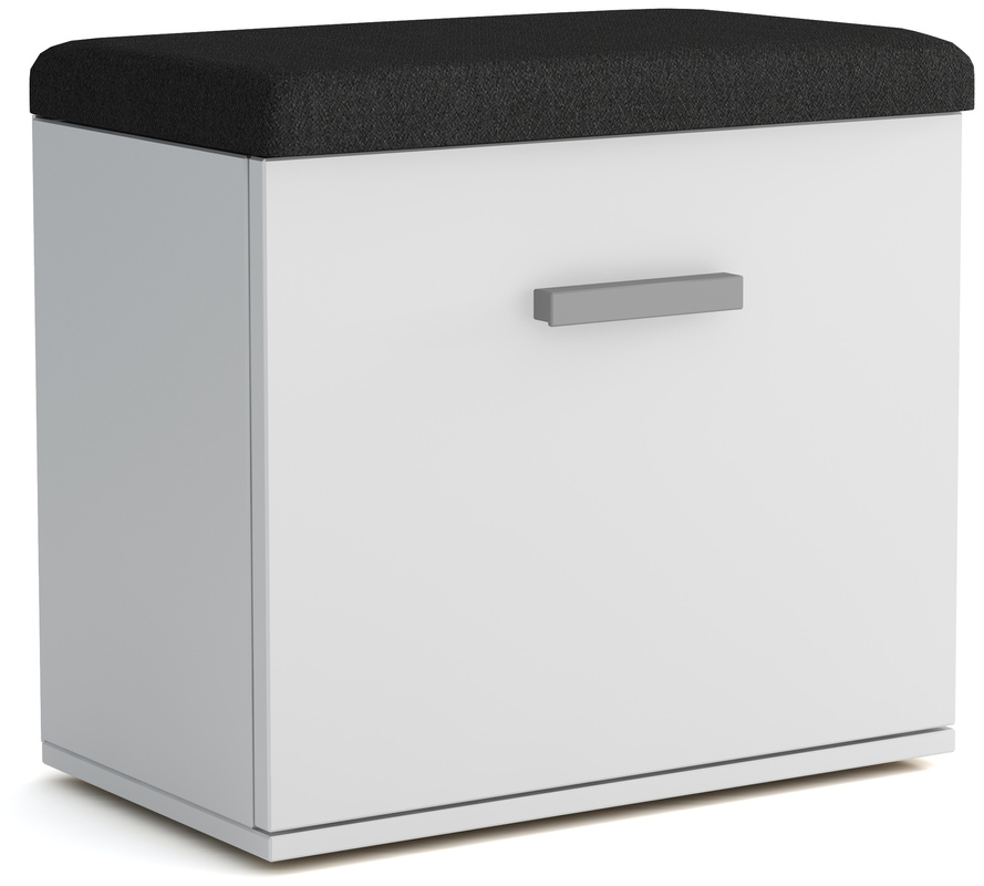 Biała szafka na buty do przedpokoju z siedziskiem JOVITA