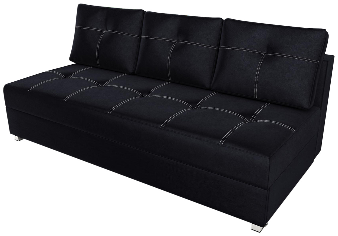 Czarna welurowa kanapa z funkcją spania CANALE