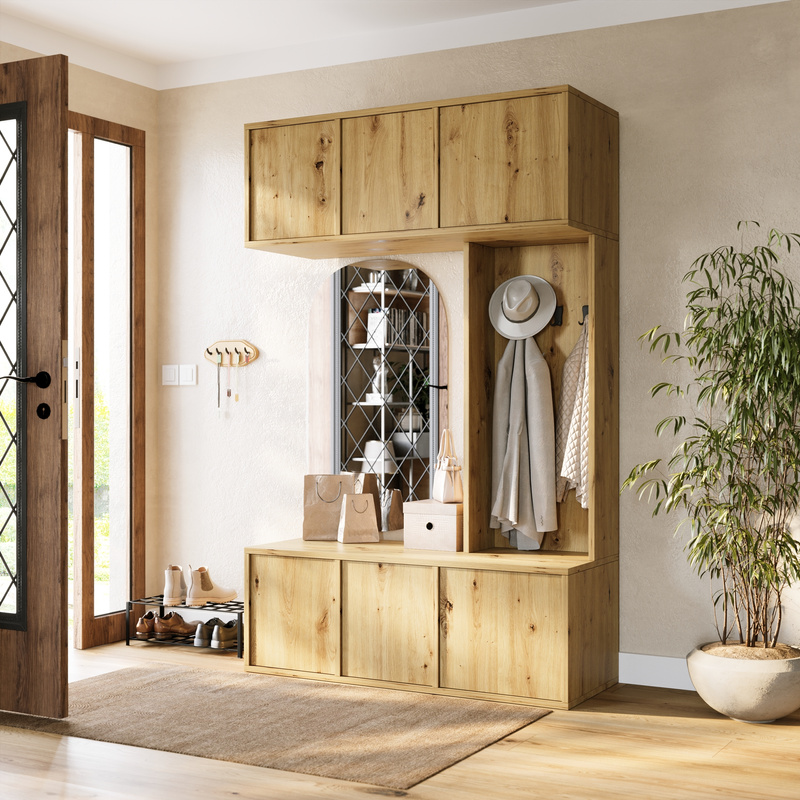 Garderoba do przedpokoju z wieszakami 120 cm HUGE dąb artisan