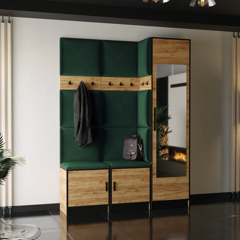 Garderoba do przedpokoju z panelami tapicerowanymi RIVIO