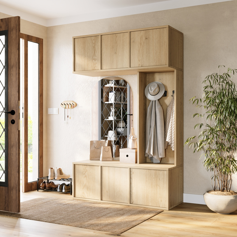 Garderoba do przedpokoju z wieszakami 120 cm HUGE dąb cremona