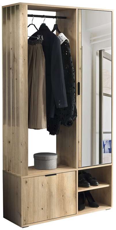 Nowoczesna garderoba do przedpokoju z lustrem MORTIS dąb artisan