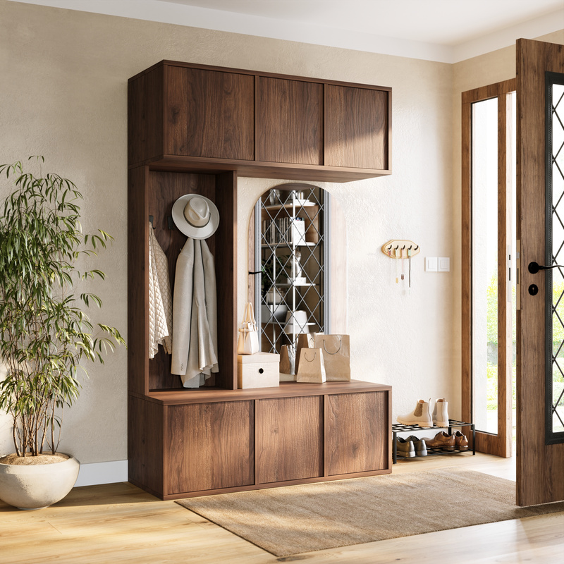 Garderoba do przedpokoju z wieszakami 120 cm HUGE orzech