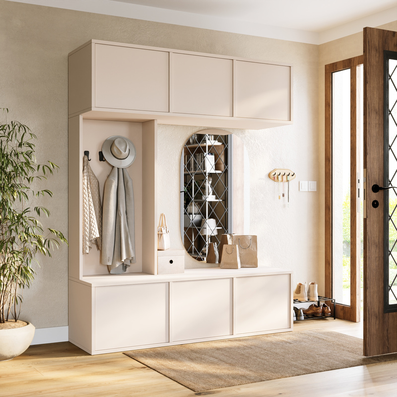 Garderoba do przedpokoju z wieszakami 150 cm HUGE kaszmir