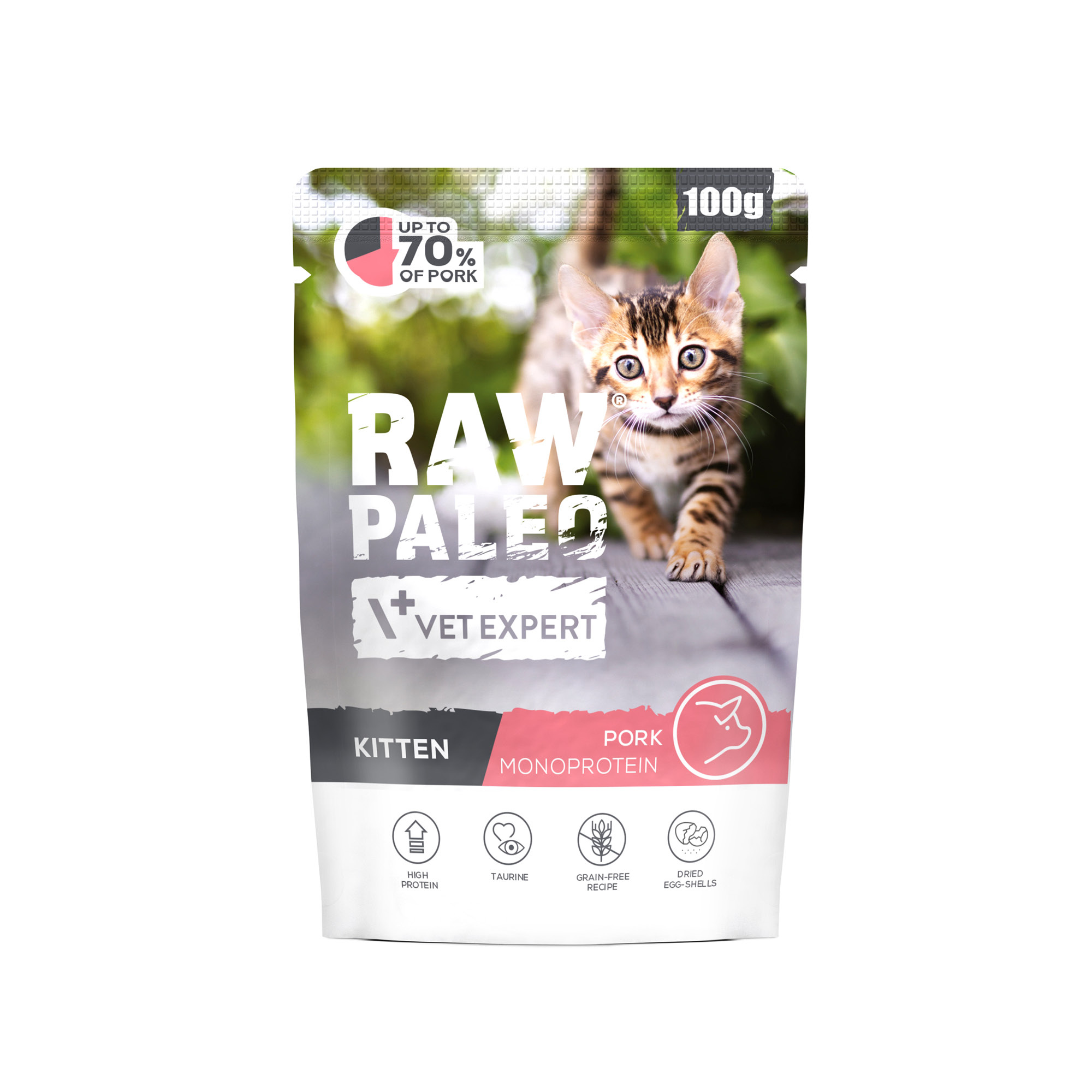 RAW PALEO KITTEN CAT PORK 100g - mokra karma dla kociąt - wieprzowina