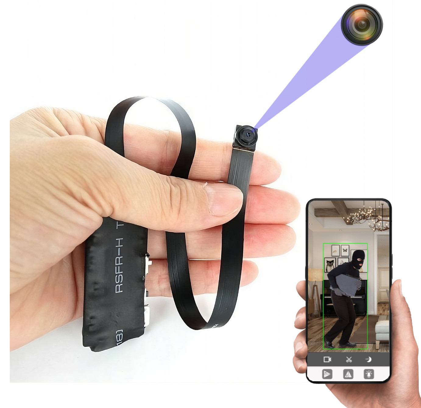 Ukryta mini kamera WiFi na pasku V86