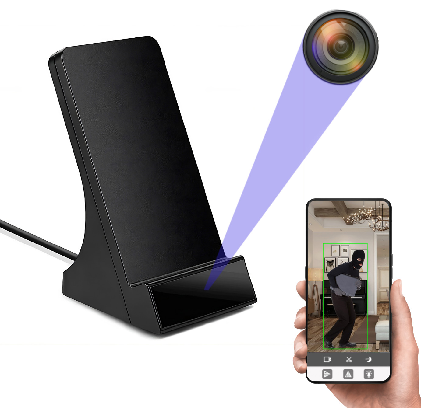 Ukryta kamera WiFi w ładowarce indukcyjnej MK201