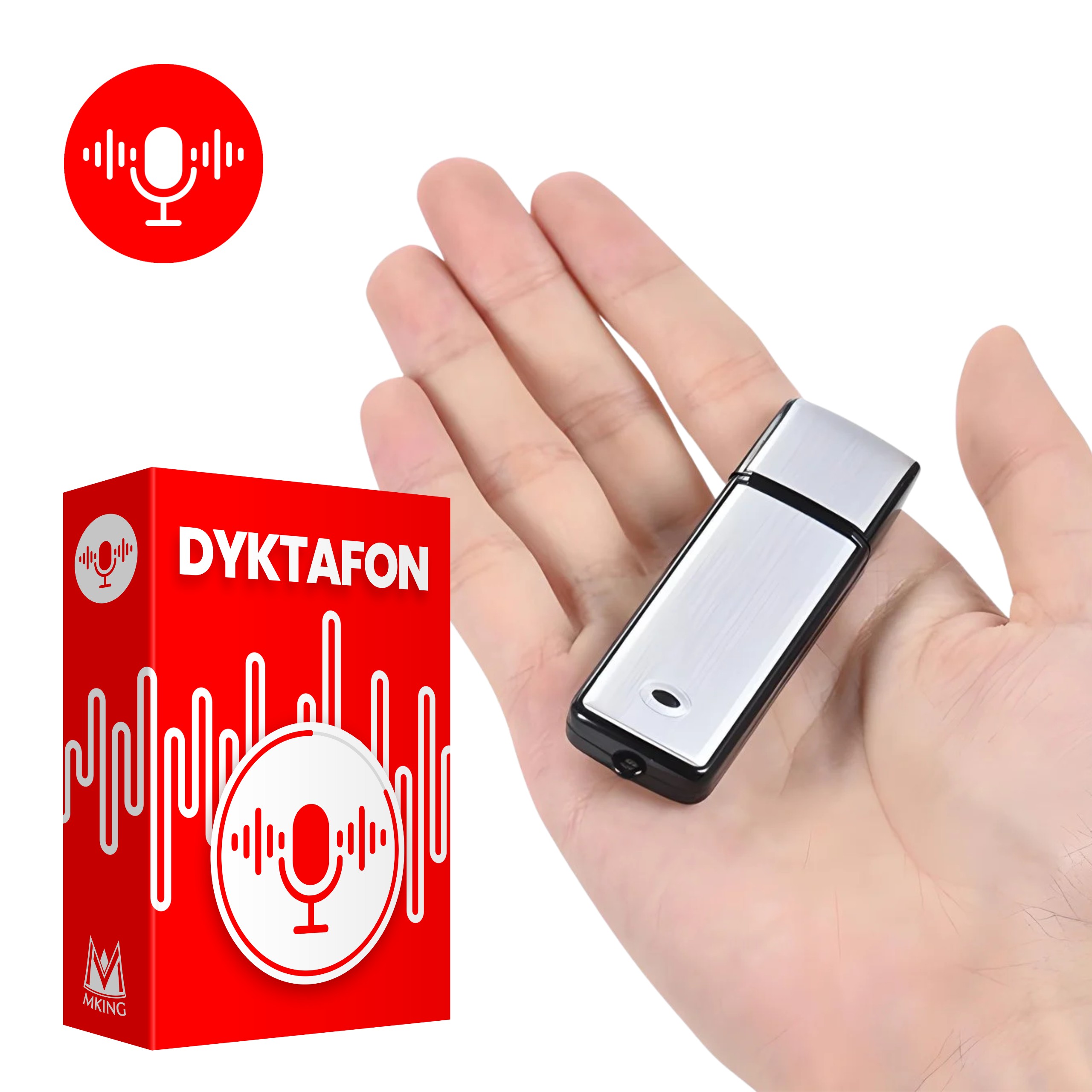 Ukryty dyktafon w pendrive 14 godzin aktywacja głosem 8GB - MK-Q001