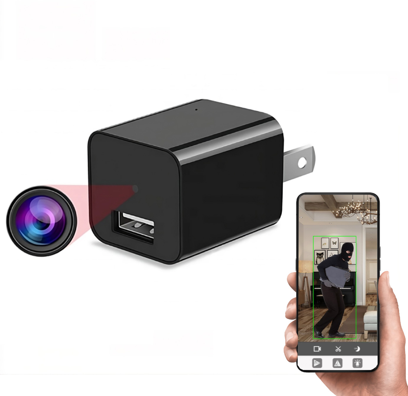 Ukryta kamera WiFI w zasilaczu ładowarce MC45W