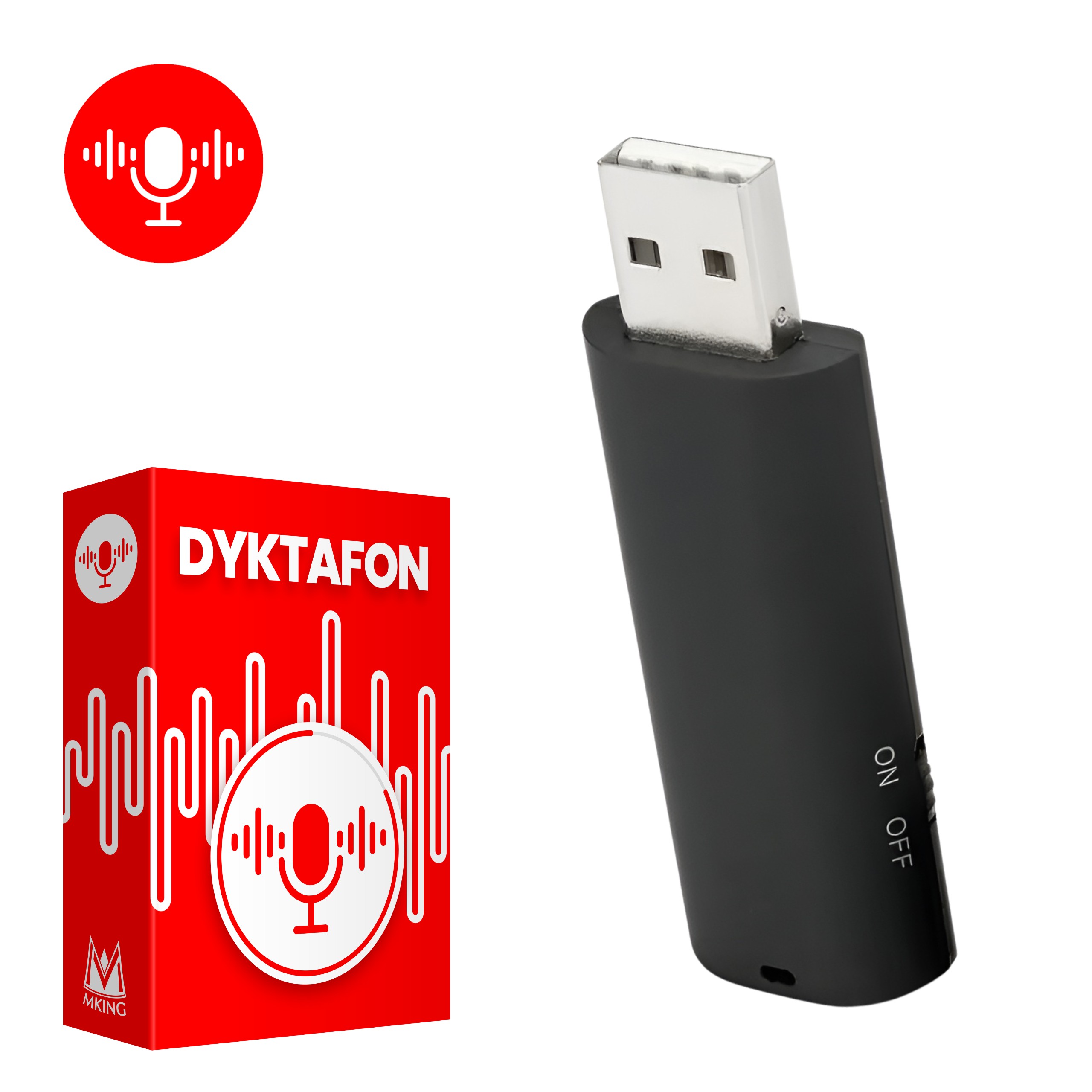 Ukryty dyktafon USB w pendrive 20 godzin aktywacja głosem 8GB - MK-X10