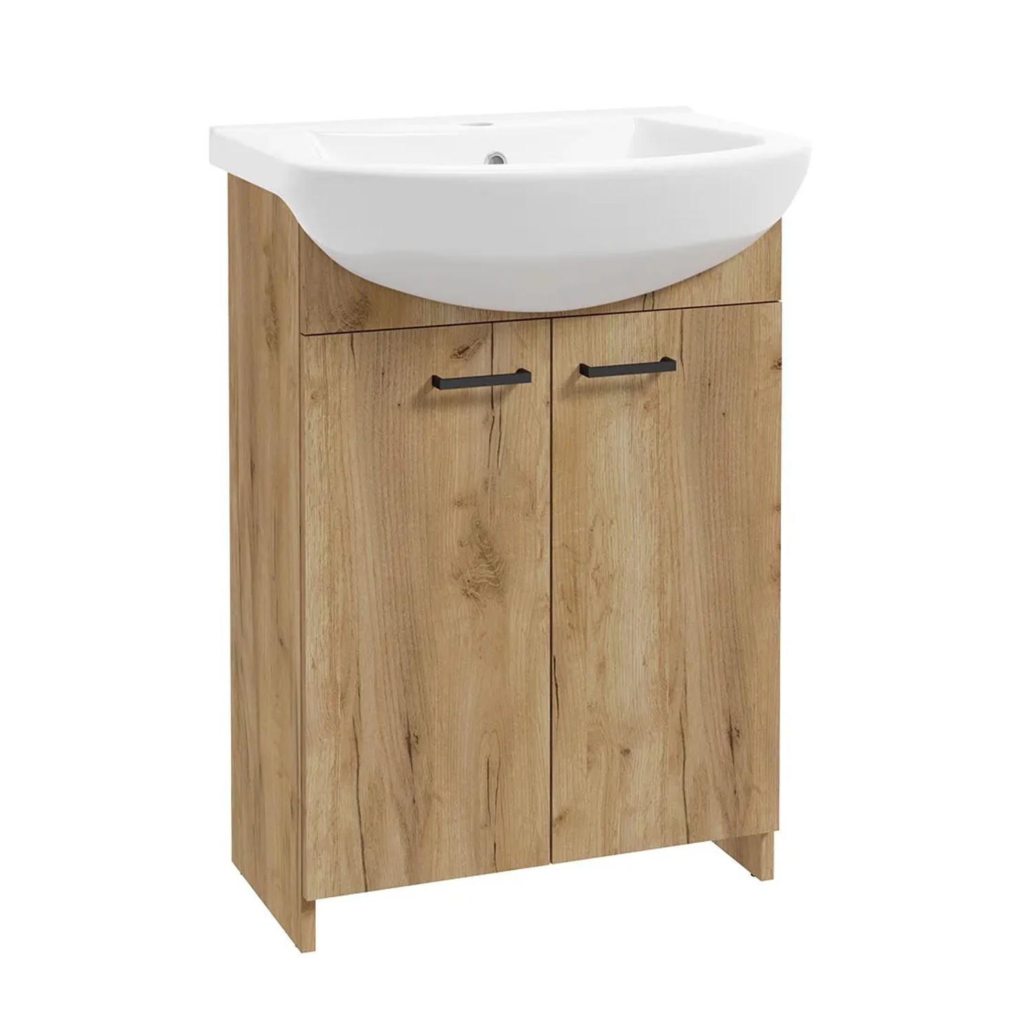 Defra Zestaw Szafka 2-Drzwiowa Z Umywalką Twins Dąb Złoty 60 Cm