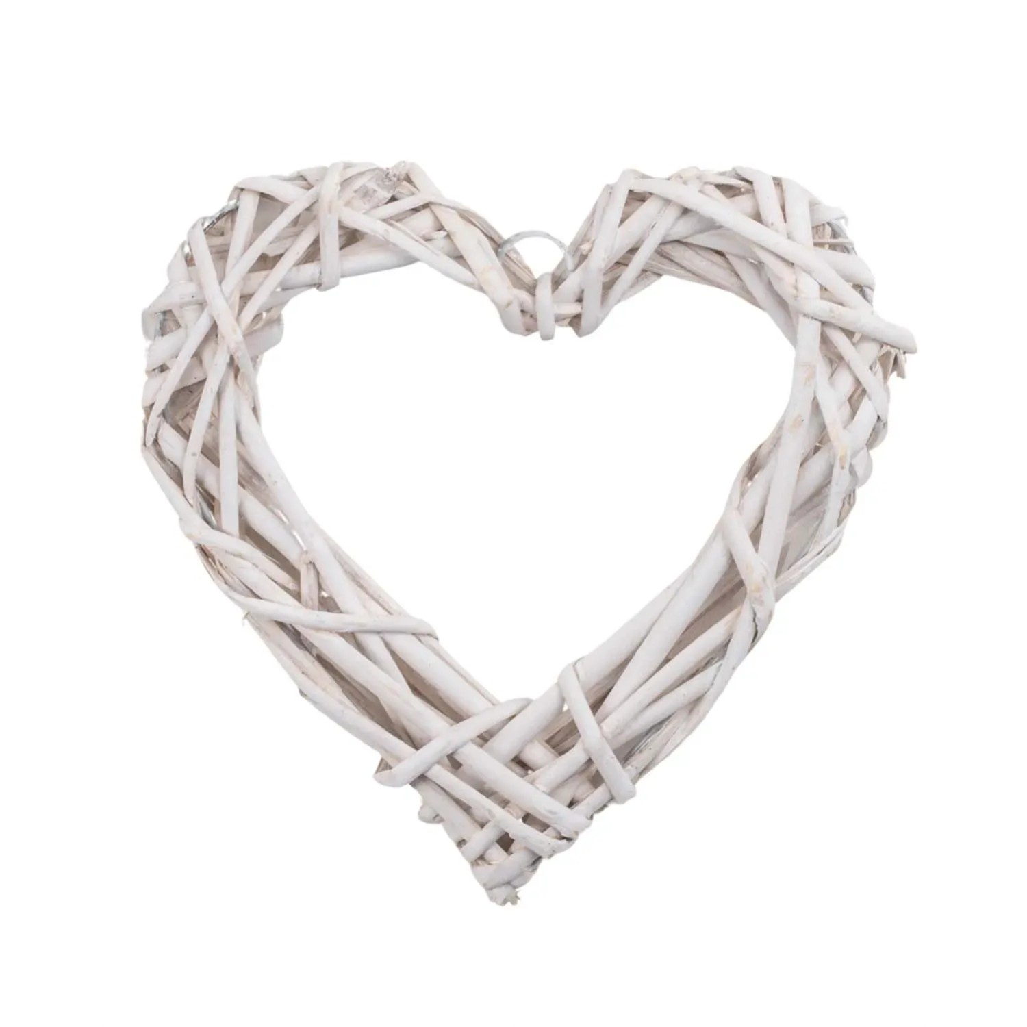 Wianek wiklinowy serce biały - 10 x 10 cm