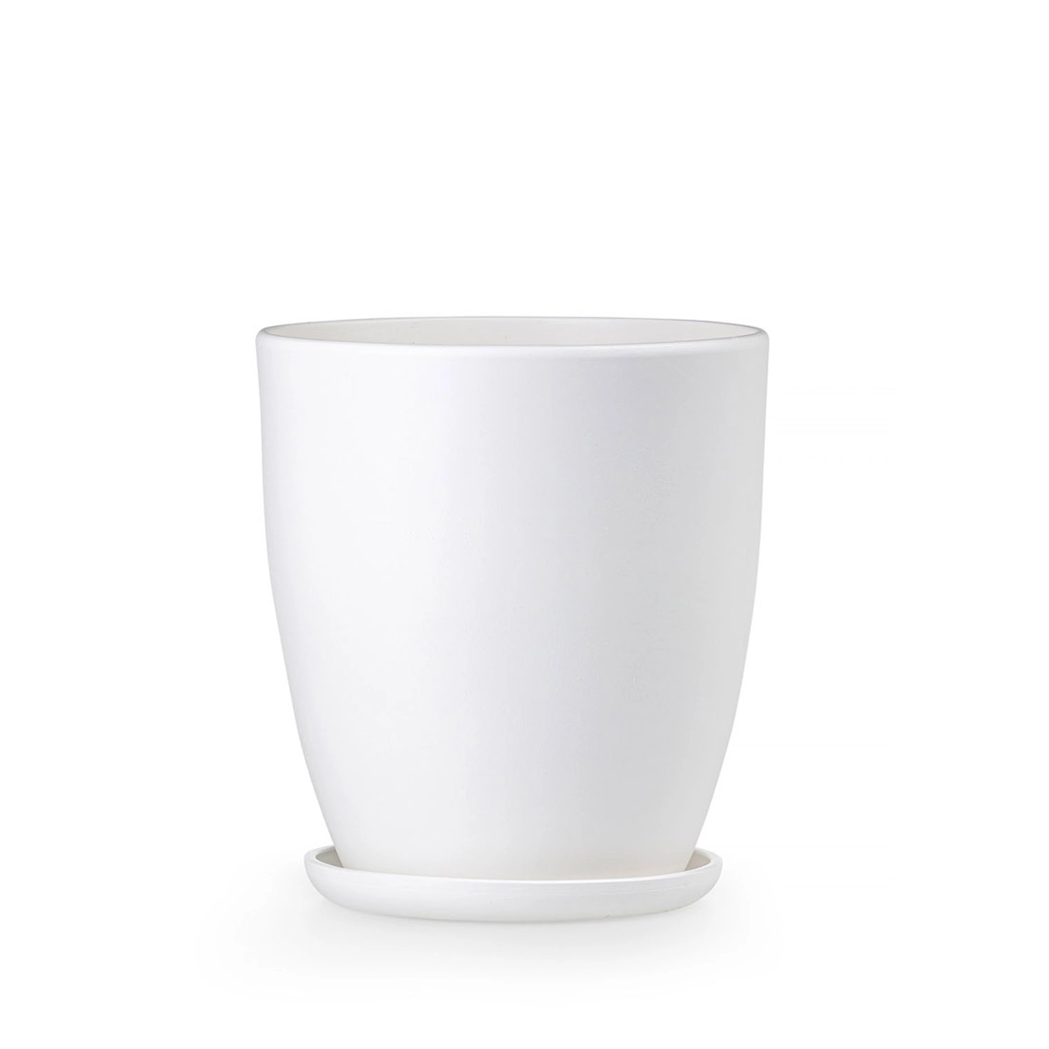 Doniczka z podstawką wysoka biały - 13,5 cm