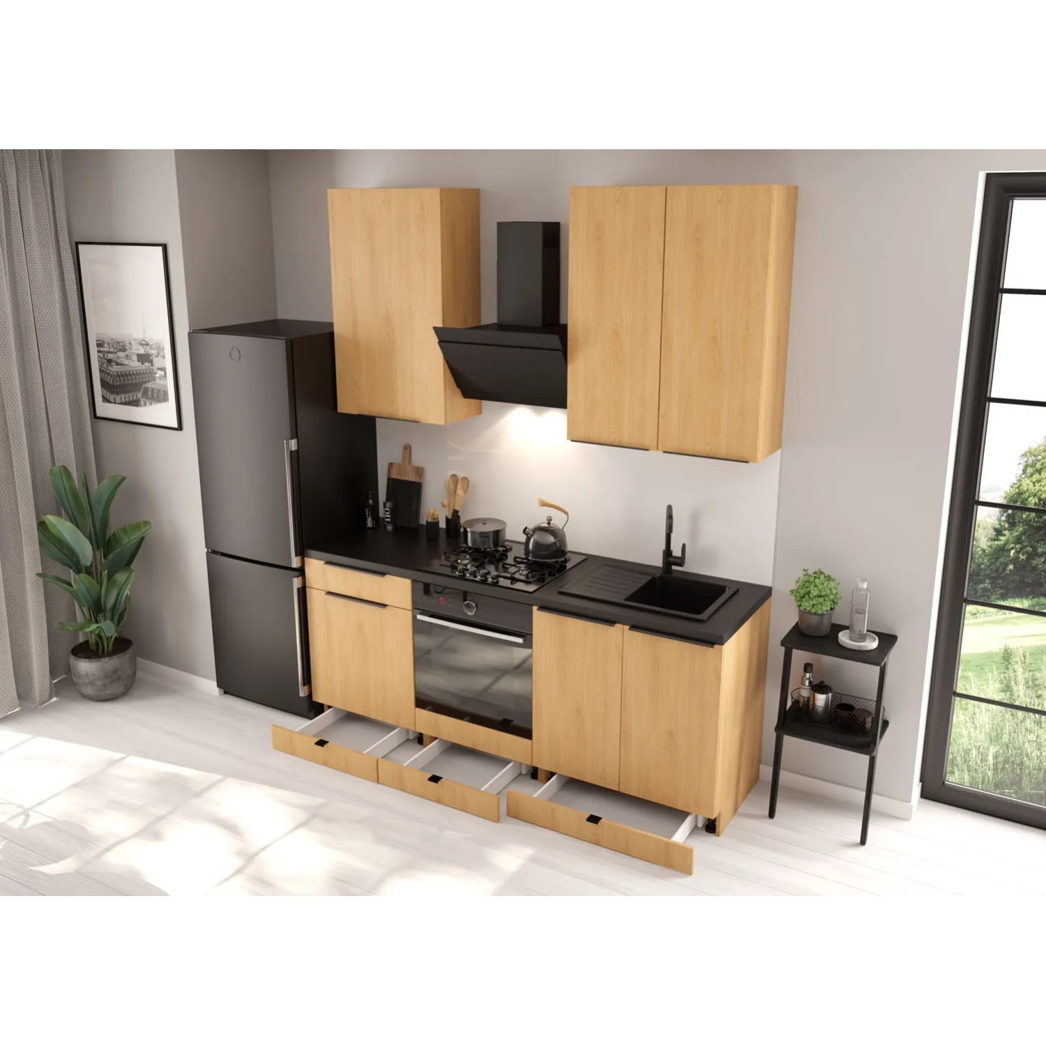 Defra Zestaw mebli kuchennych BELLUNO Dąb 5 el.