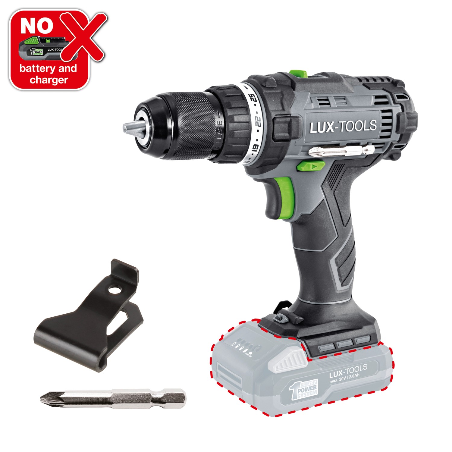 LUX-Tools Wiertarko-wkrętarka akumulatorowa A-BS-20 20V