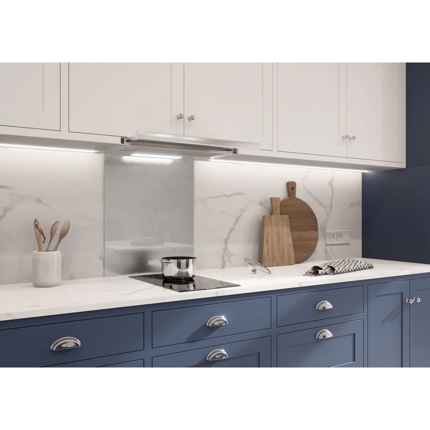 Panel kuchenny szklany szczotkowane aluminium - 50 x 60 cm