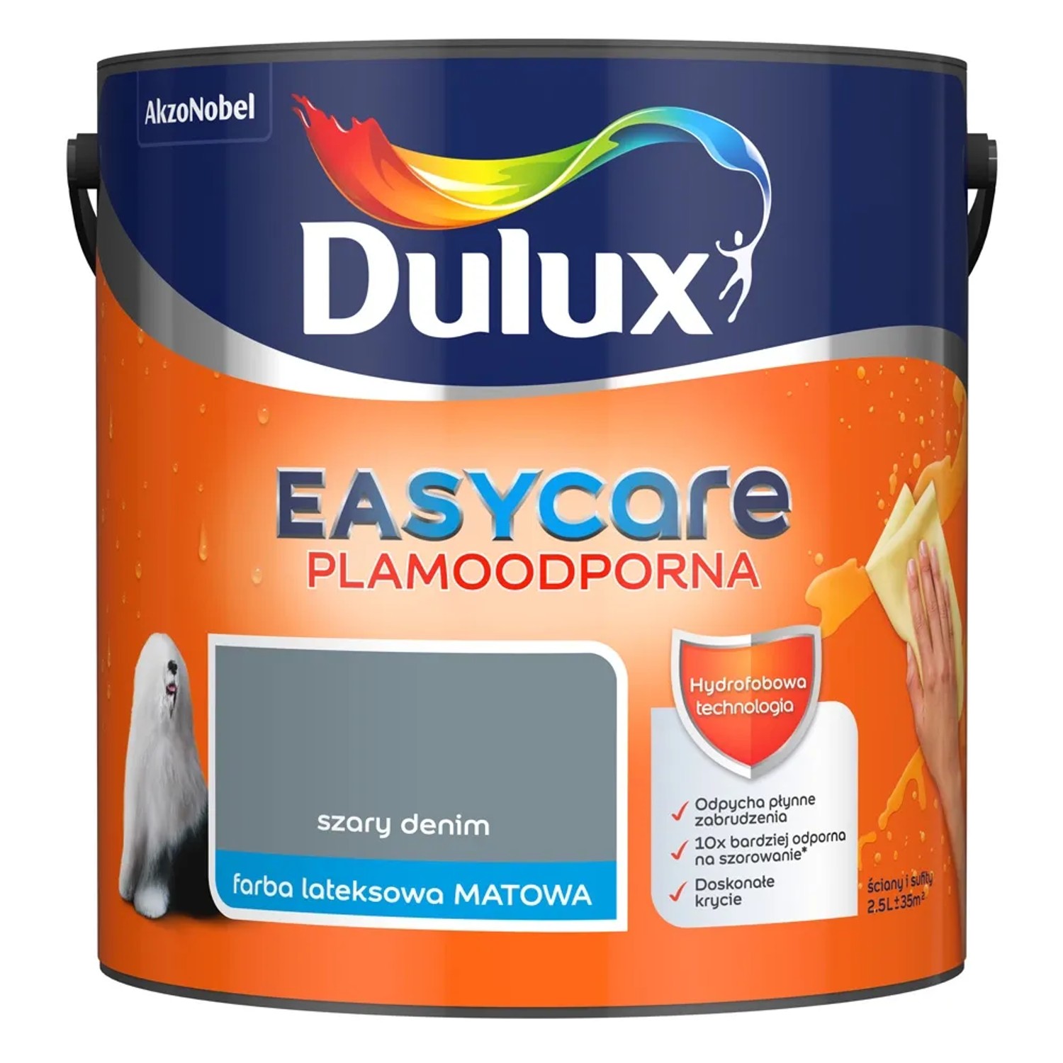Farba plamoodporna Dulux Easy Care szary denim 2,5 l