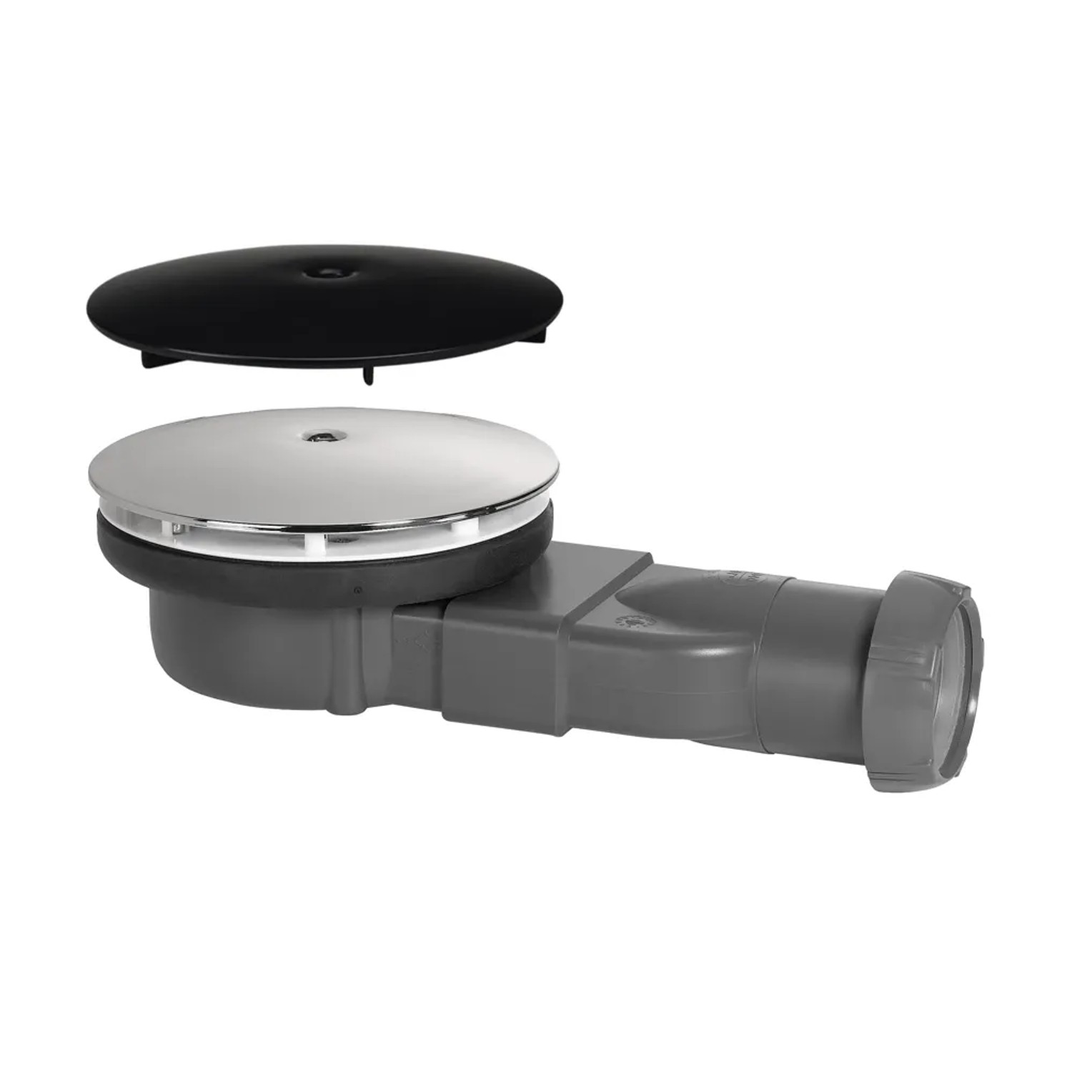 Wirquin Syfon brodzikowy 90 mm, grzybek chrom i czarny mat