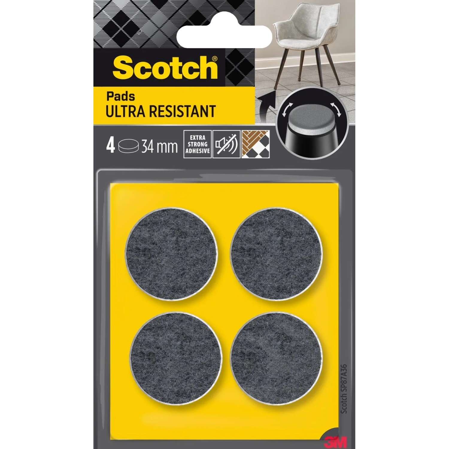 3M Scotch Podkładki filcowe ultra odporne 34mm,4szt
