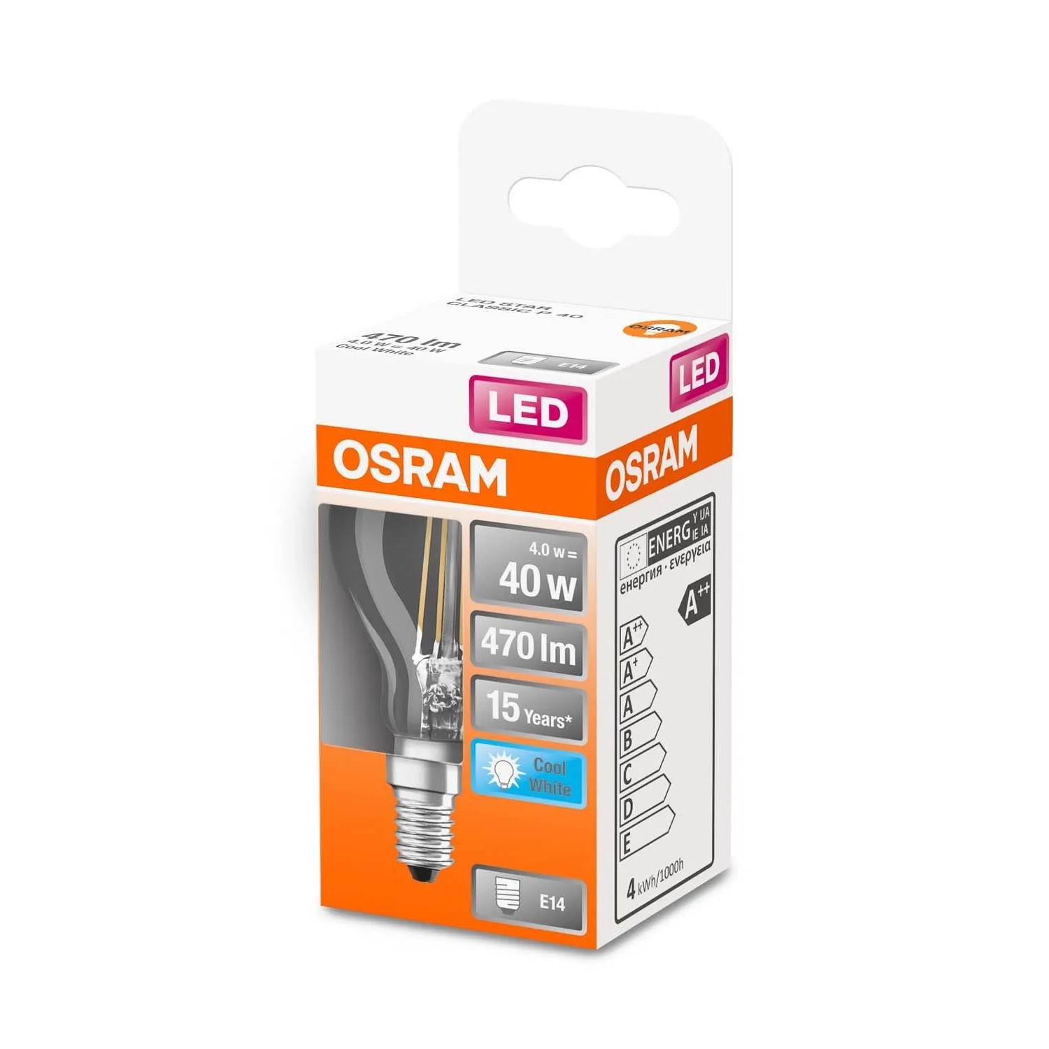 Osram Żarówka LED STAR CLASSIC P40 filament 4W E14 470 lm 4000K