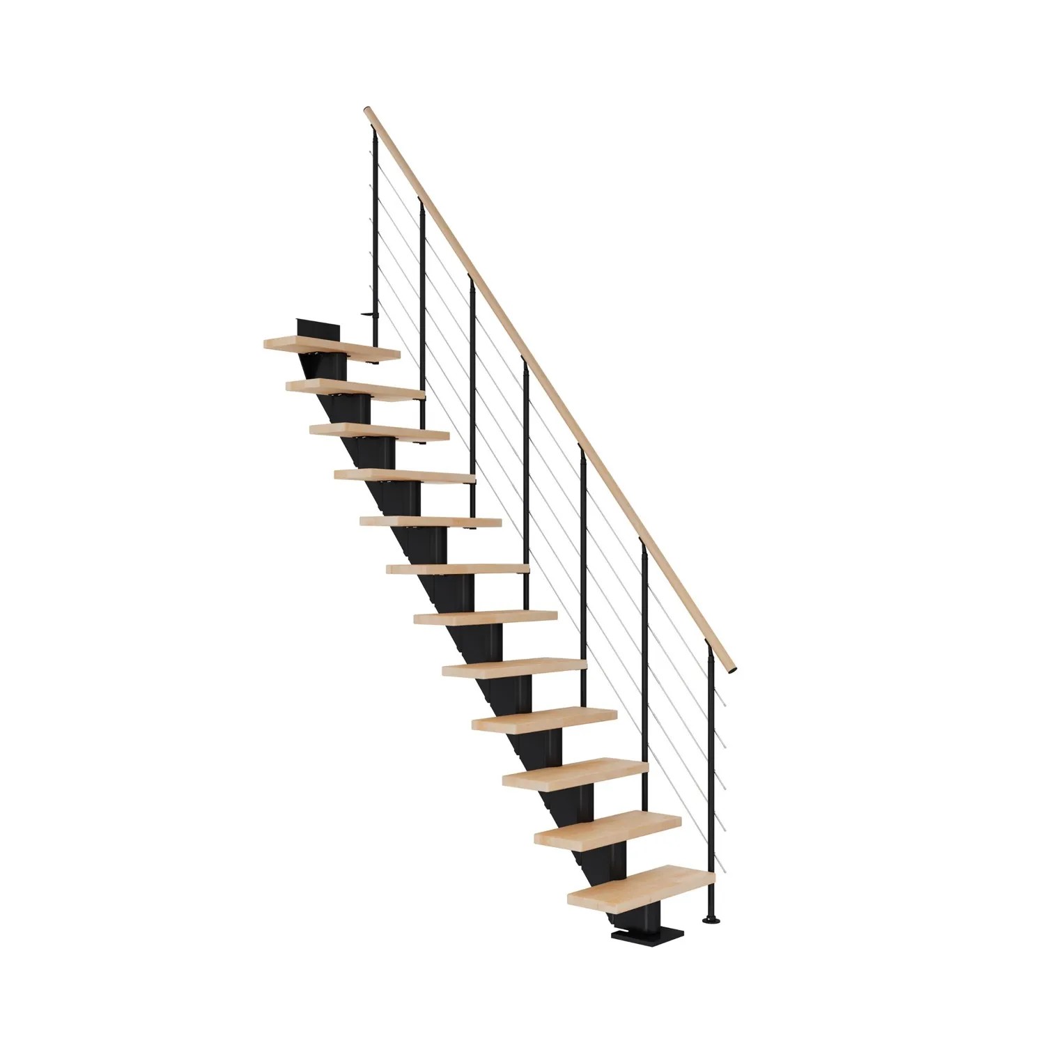 Dolle Schody modułowe Frankfurt proste czarne, 11-stopni, buk olej, 65 cm