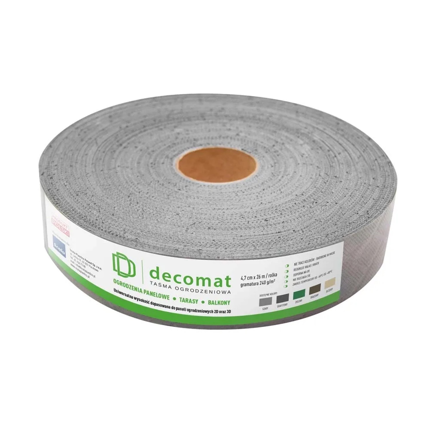 Taśma na ogrodzenia szara Decomat - 4,7 cm/26 m