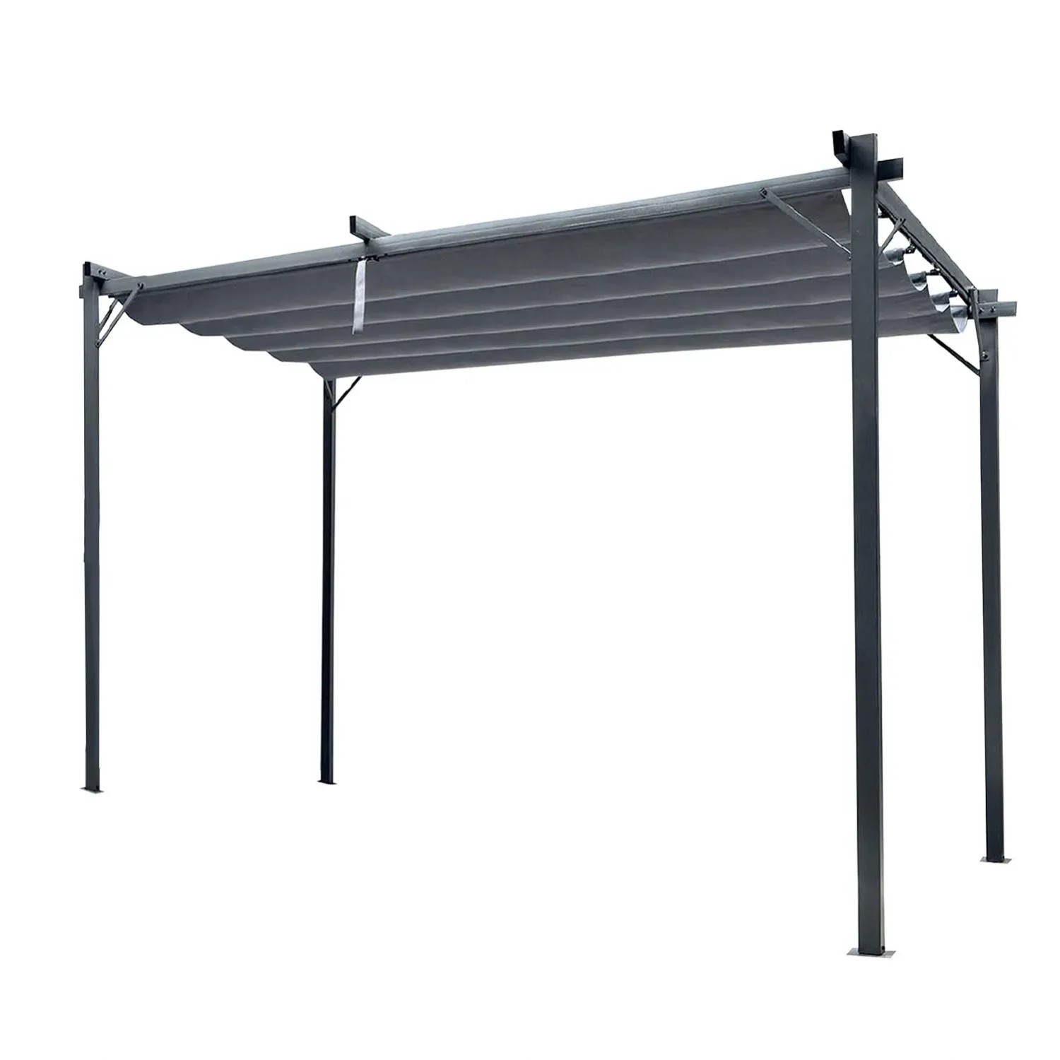 4IQ Pergola ogrodowa metalowa szara - 3 x 4 m