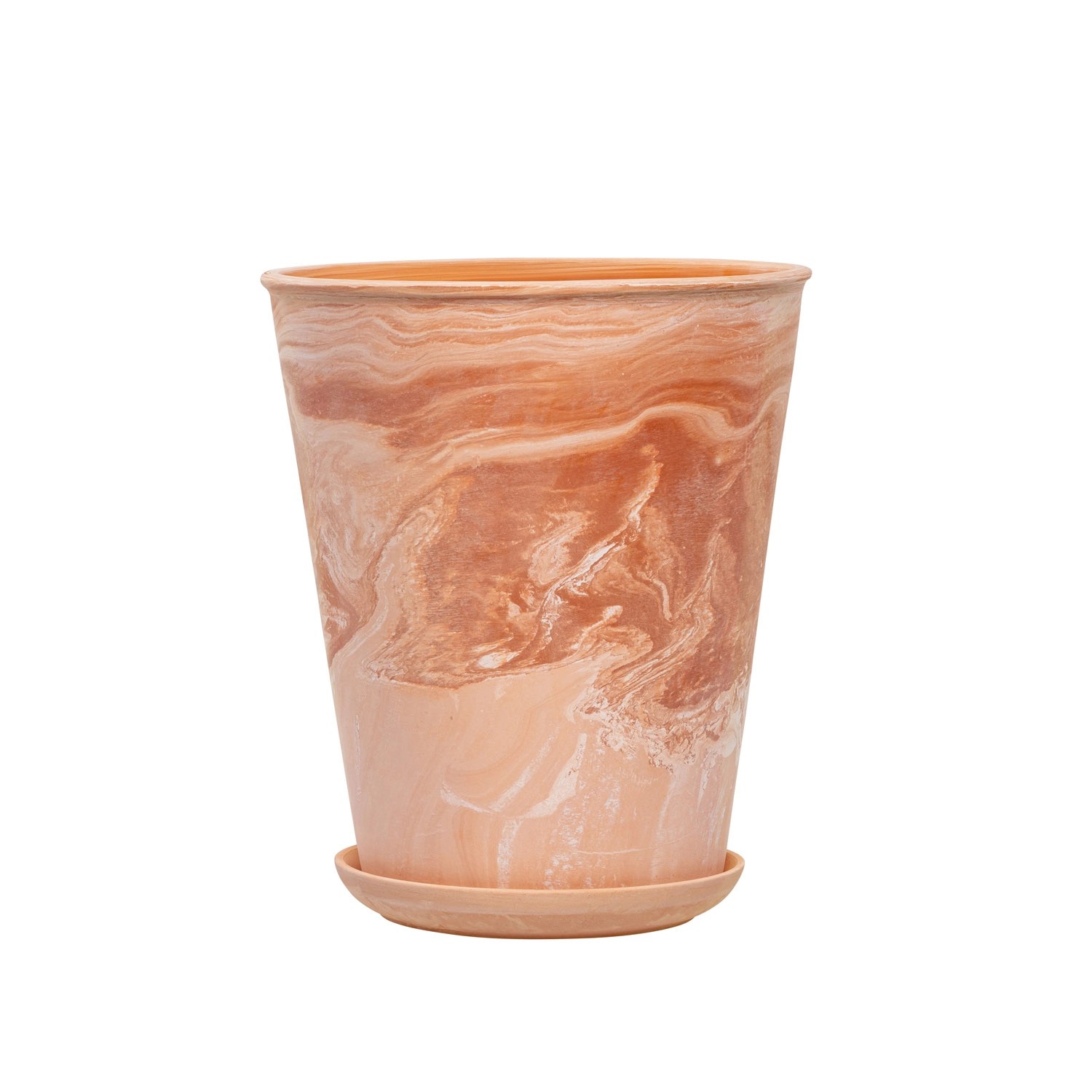 Donica z podstawką Palma terrakota z bielą - 20 cm