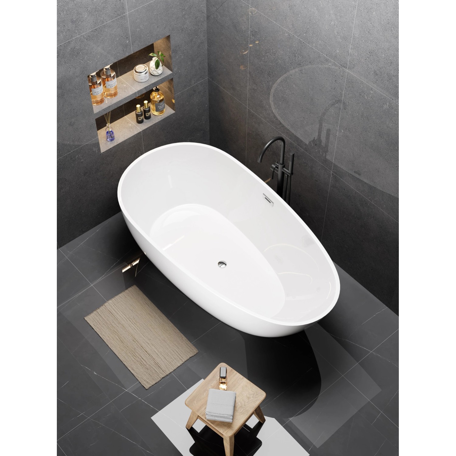 Wanna Gulfoss 175 wolnostojąca biała złoty 175 x 75