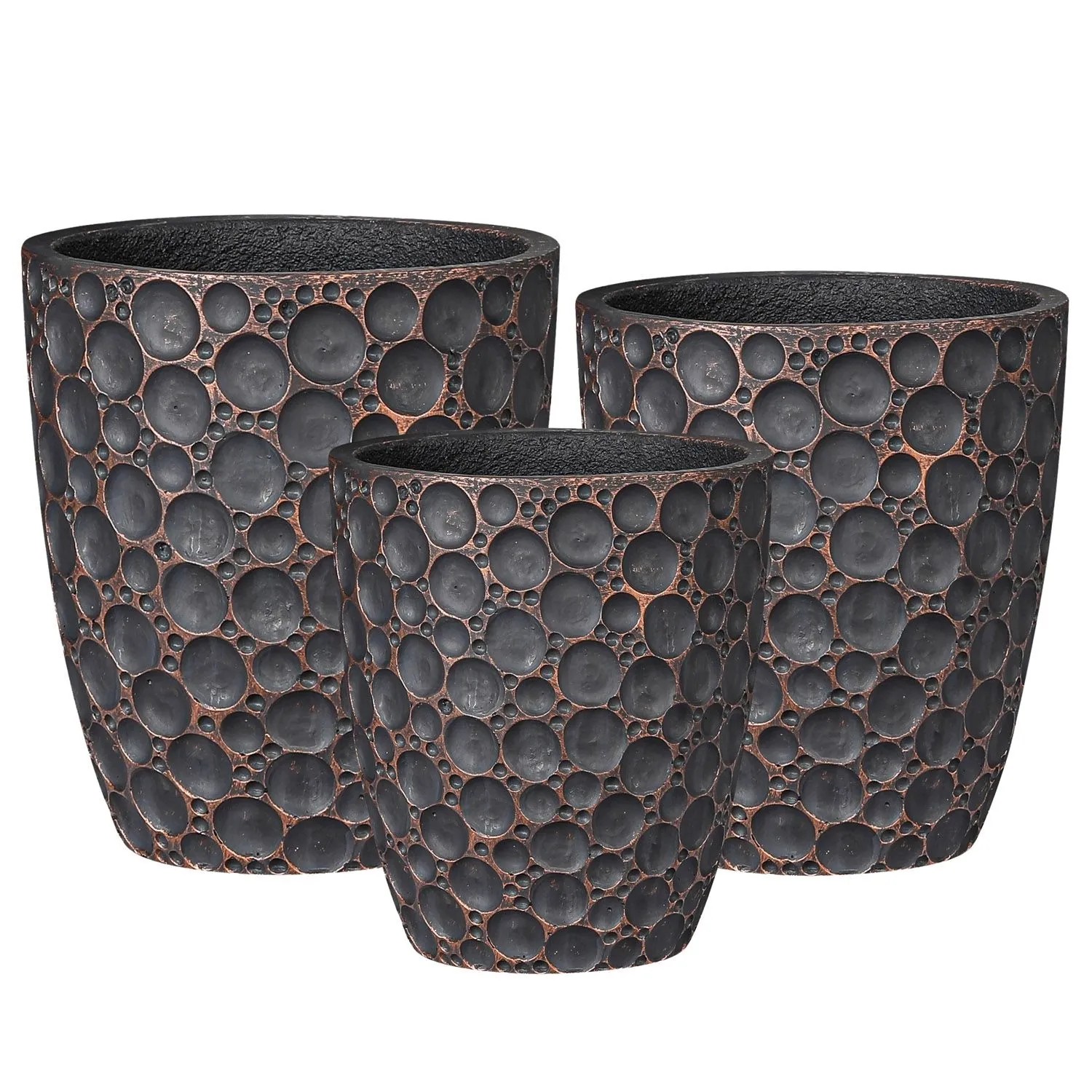 Donice Vannes szare pozłacane komplet 3 szt.