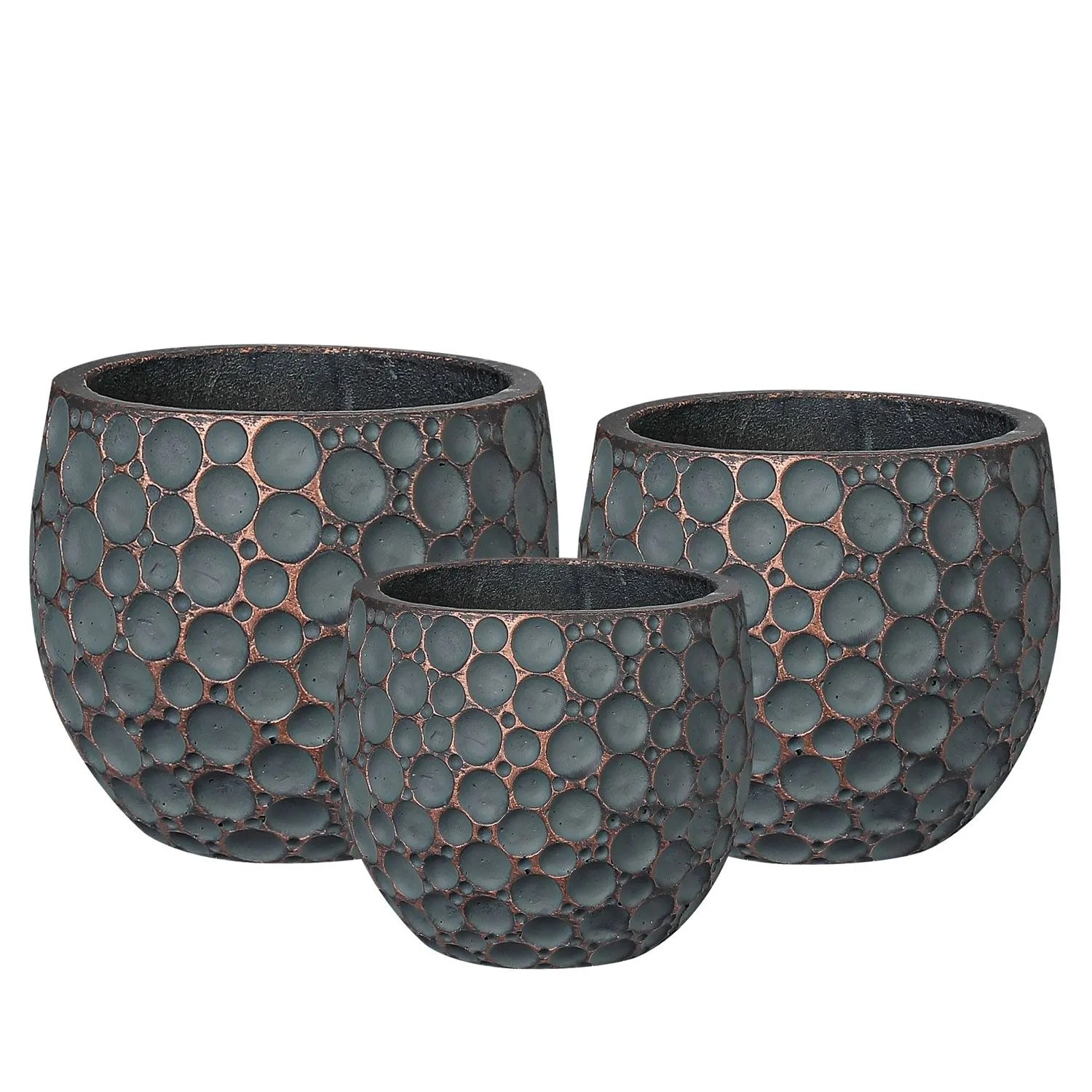 Donice Toluca morskie pozłacane komplet 3 szt.