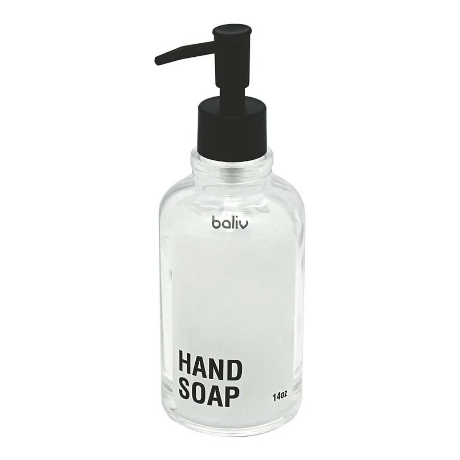 Baliv Dozownik do mydła szklany z czarnym napisem