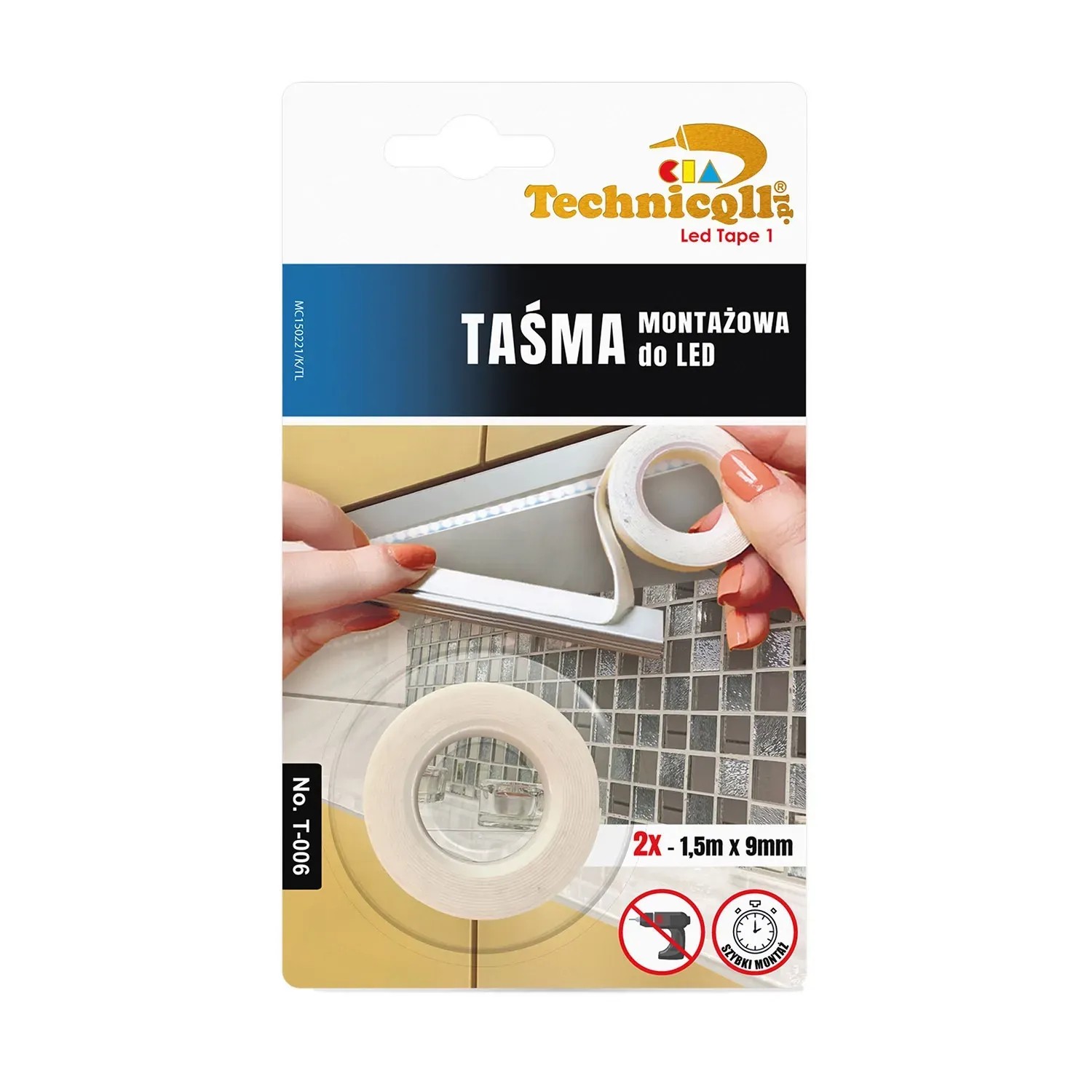 Techniqll Taśma montażowa do LED dwustronna 2 x 1,5 m x 9 mm