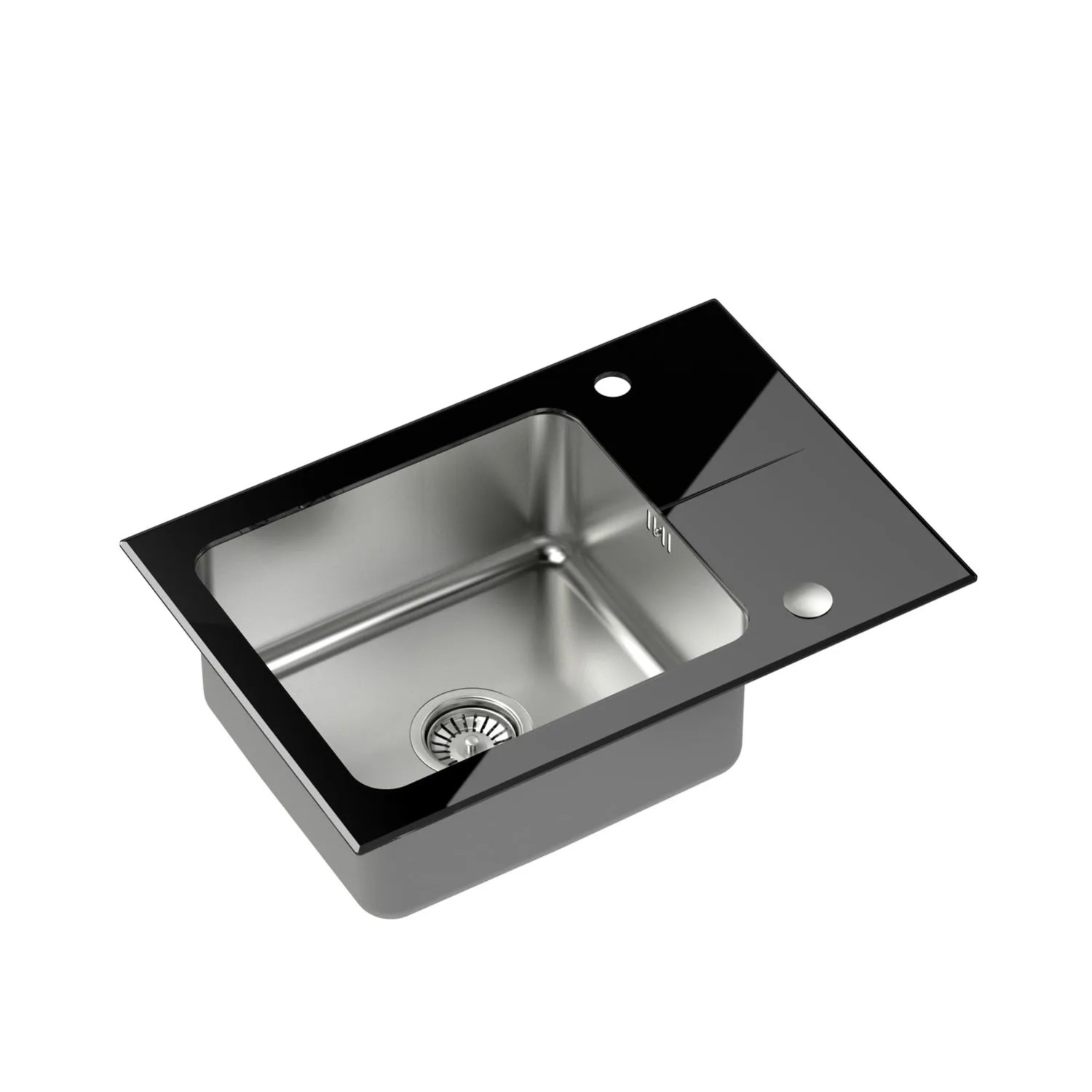 Zlewozmywak GREG 116 1-kom. z ociekaczem czarne szkło - 64 x 44 cm