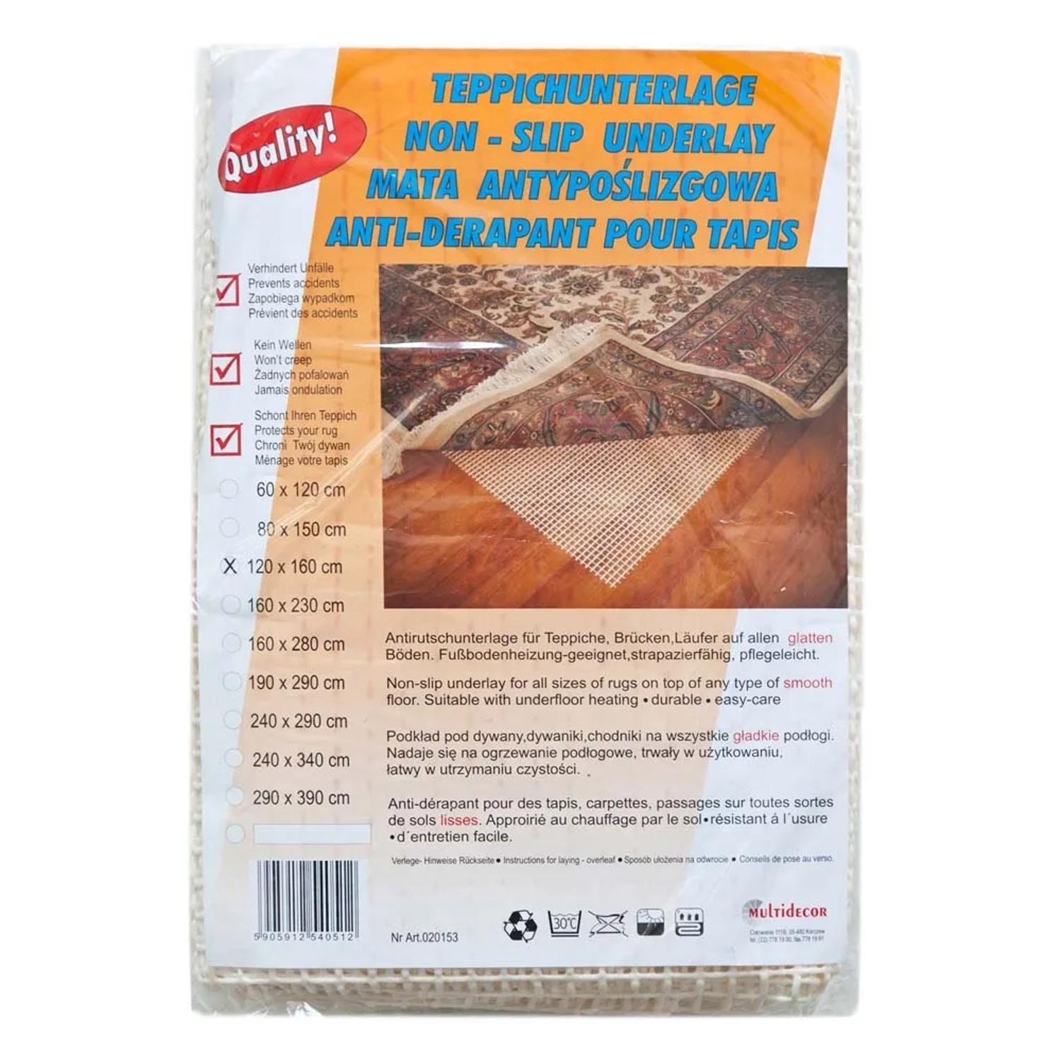 Mata antypoślizgowa 120 cm x 160 cm biała