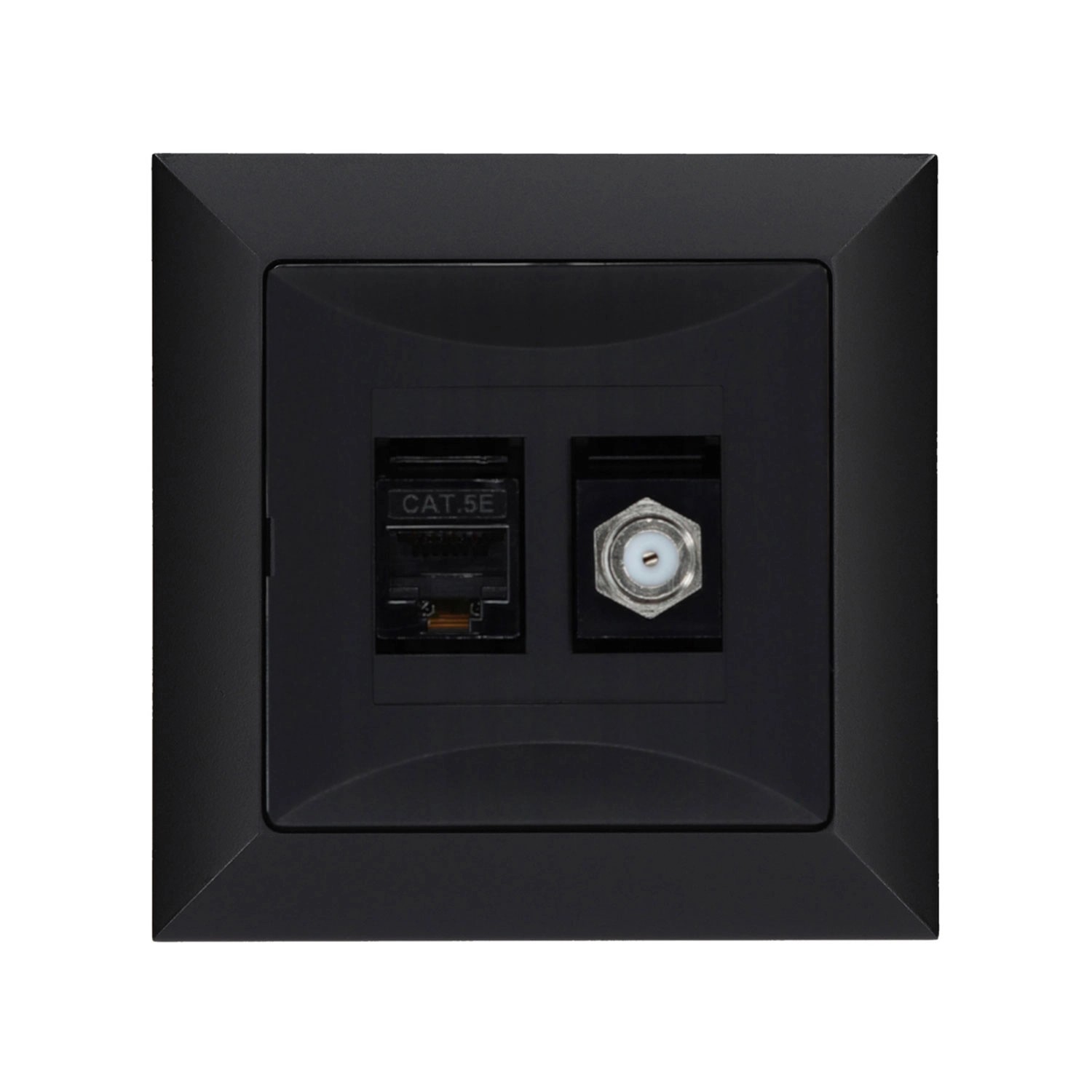 Düwi Gniazdo Pola typu F RJ45 czarny mat