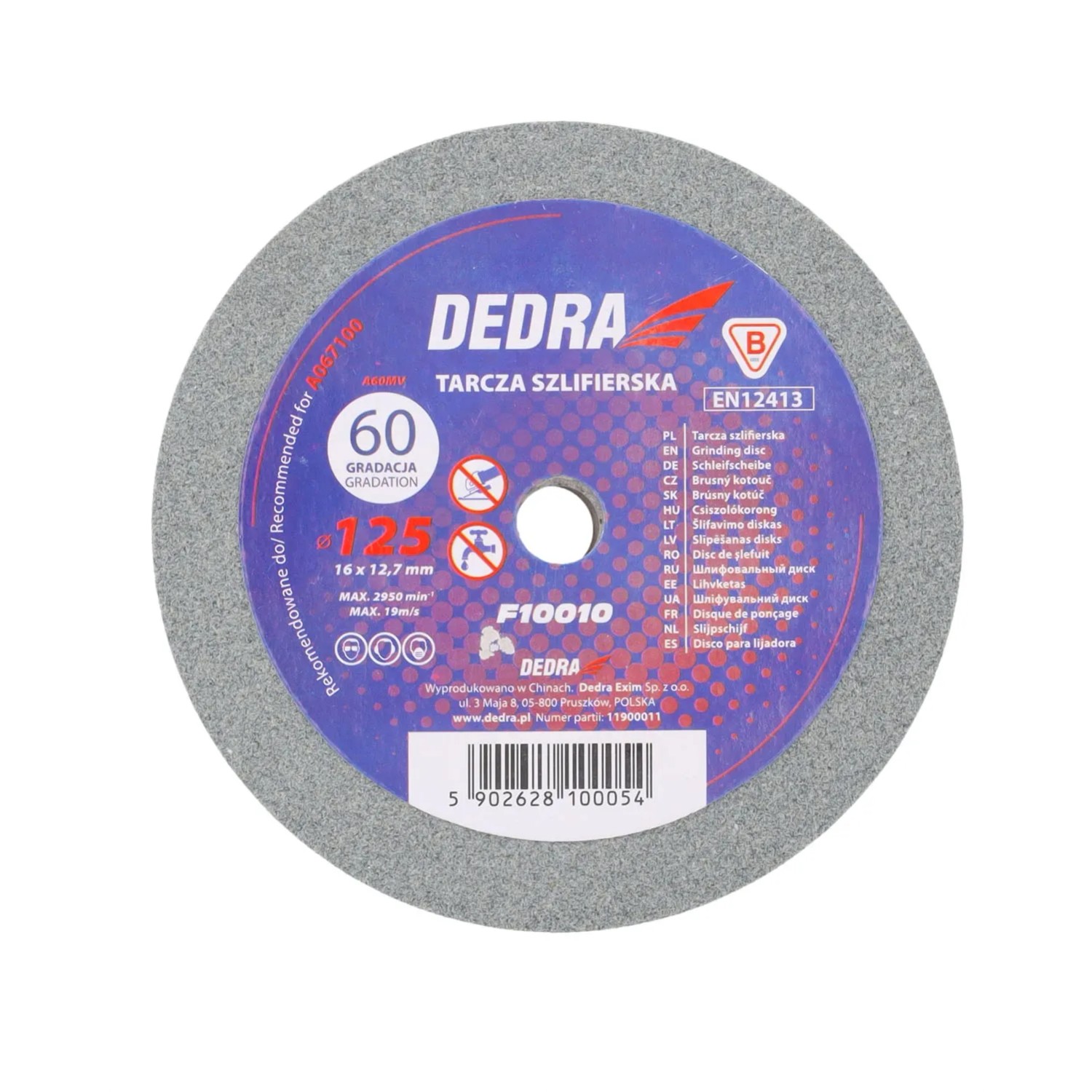 Dedra Tarcza szlifierska 125 x 16 mm gr. 60
