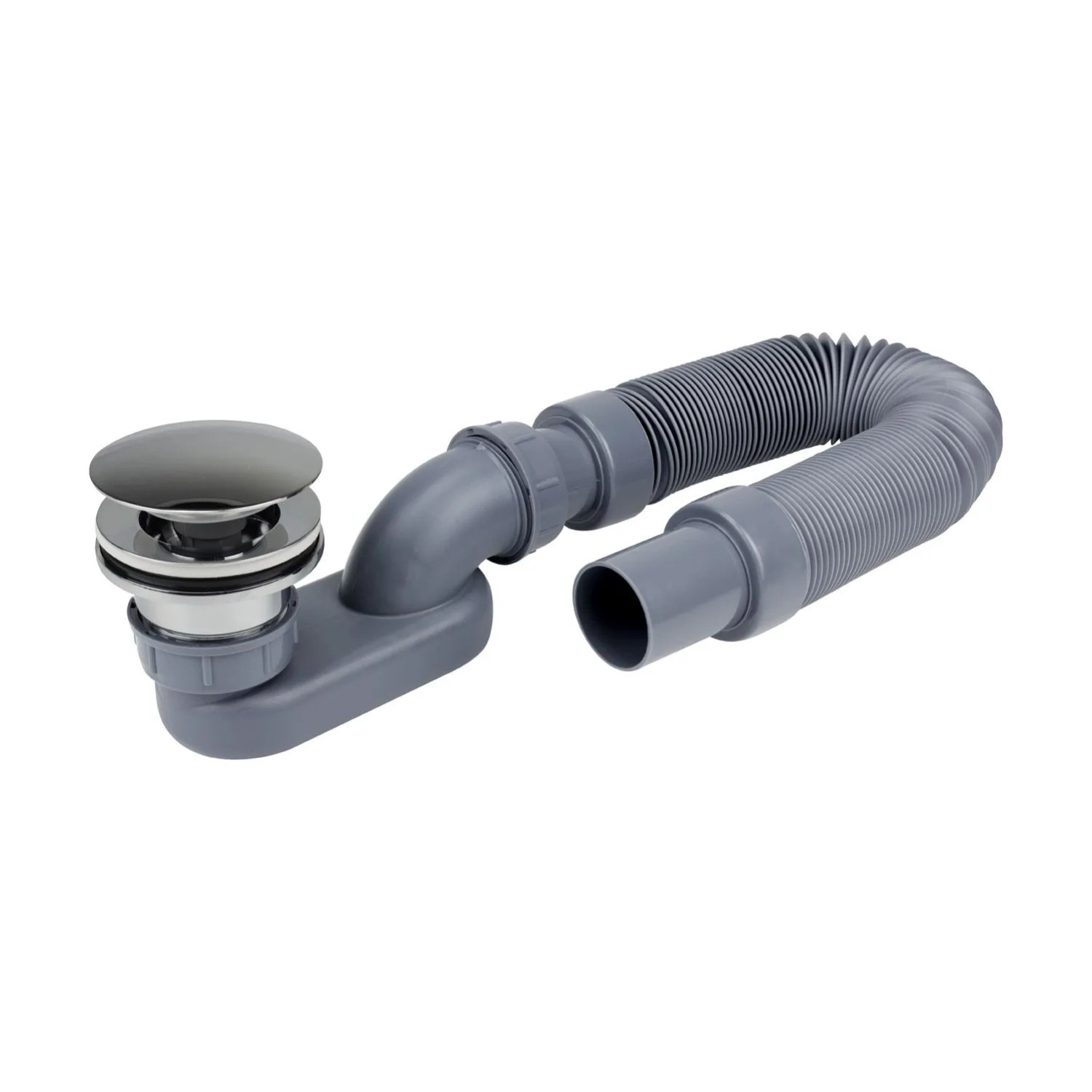 Tycner Syfon wannowy z korkiem klik-klak chrom z przelewem lub bez przelewu