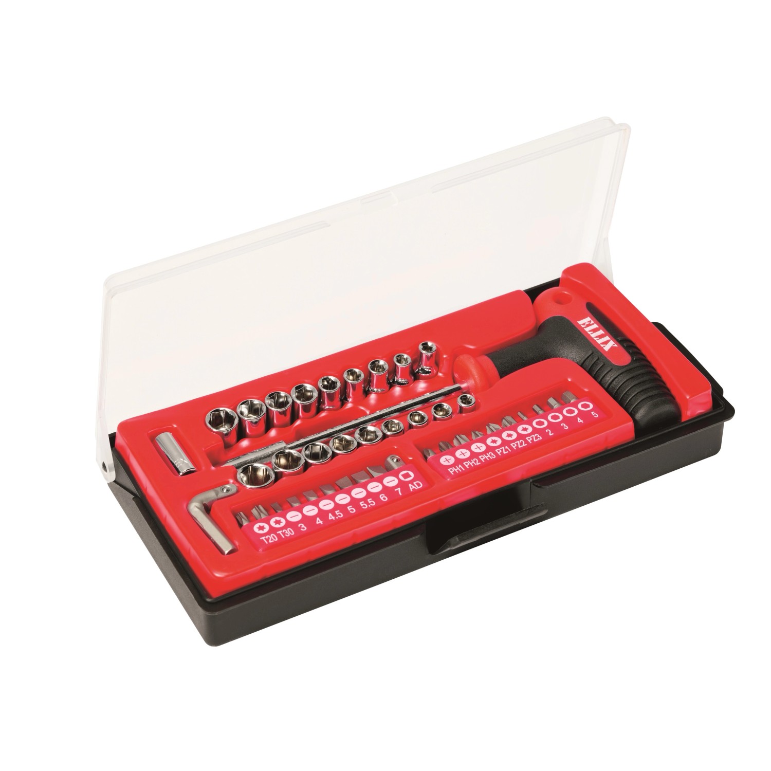 ELLIX Zestaw bitów i kluczy imbusówych 6,3 mm (1/4") - 41 części