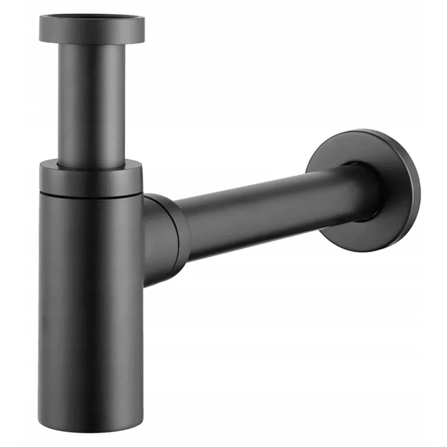 TYCNER Syfon ozdobny do umywalki butelkowy bez spustu metalowy czarny mat