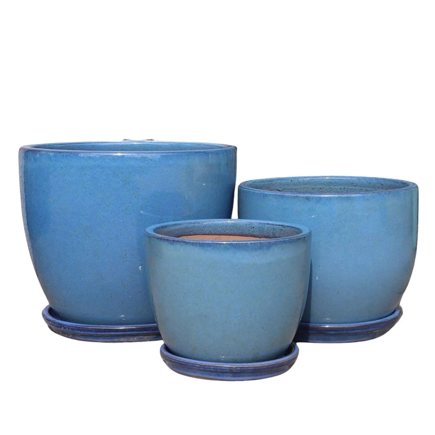 Donice Soller Jade Blue z podstawką komplet 3 szt.