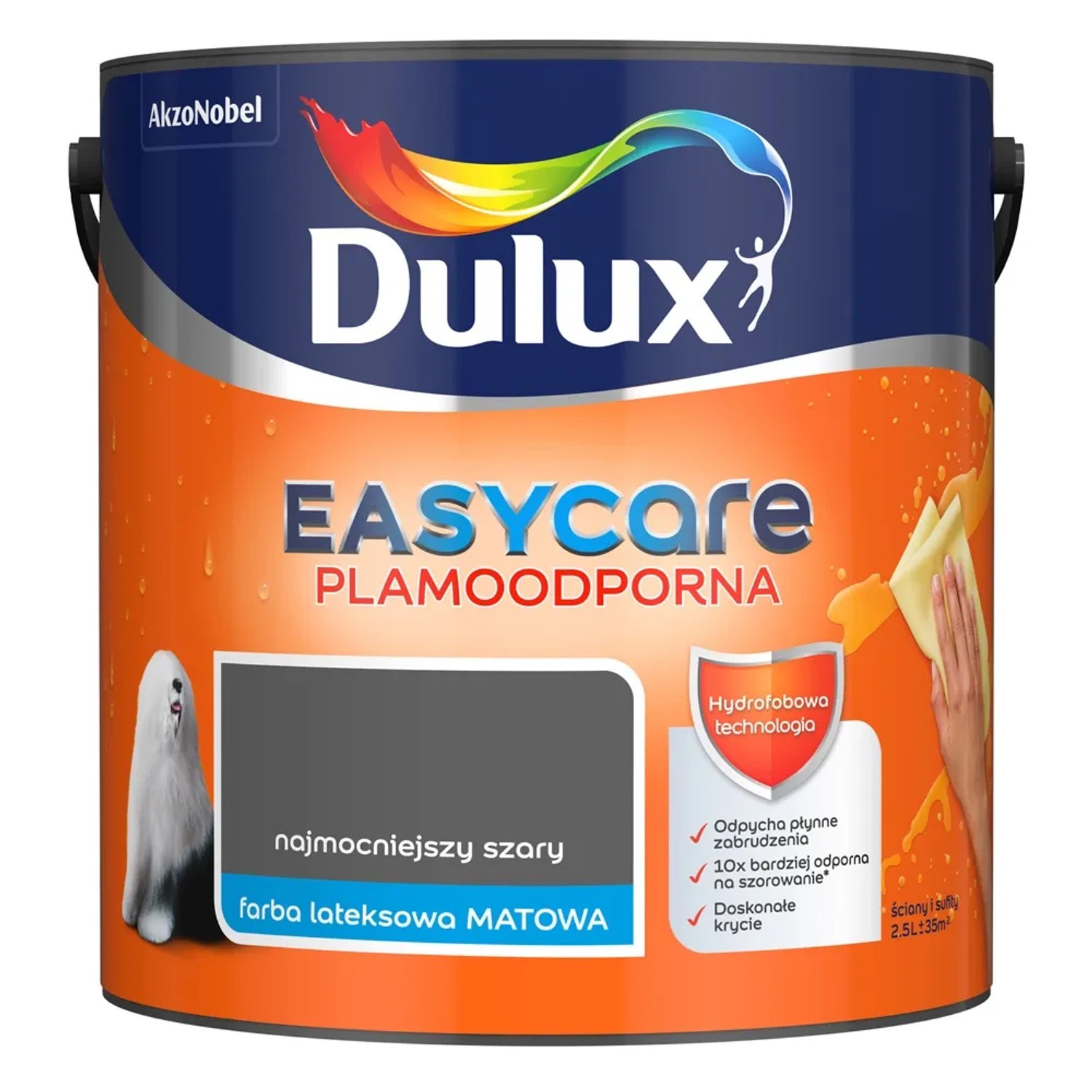 Farba plamoodporna Dulux Easy Care najmocniejszy szary 2,5 l