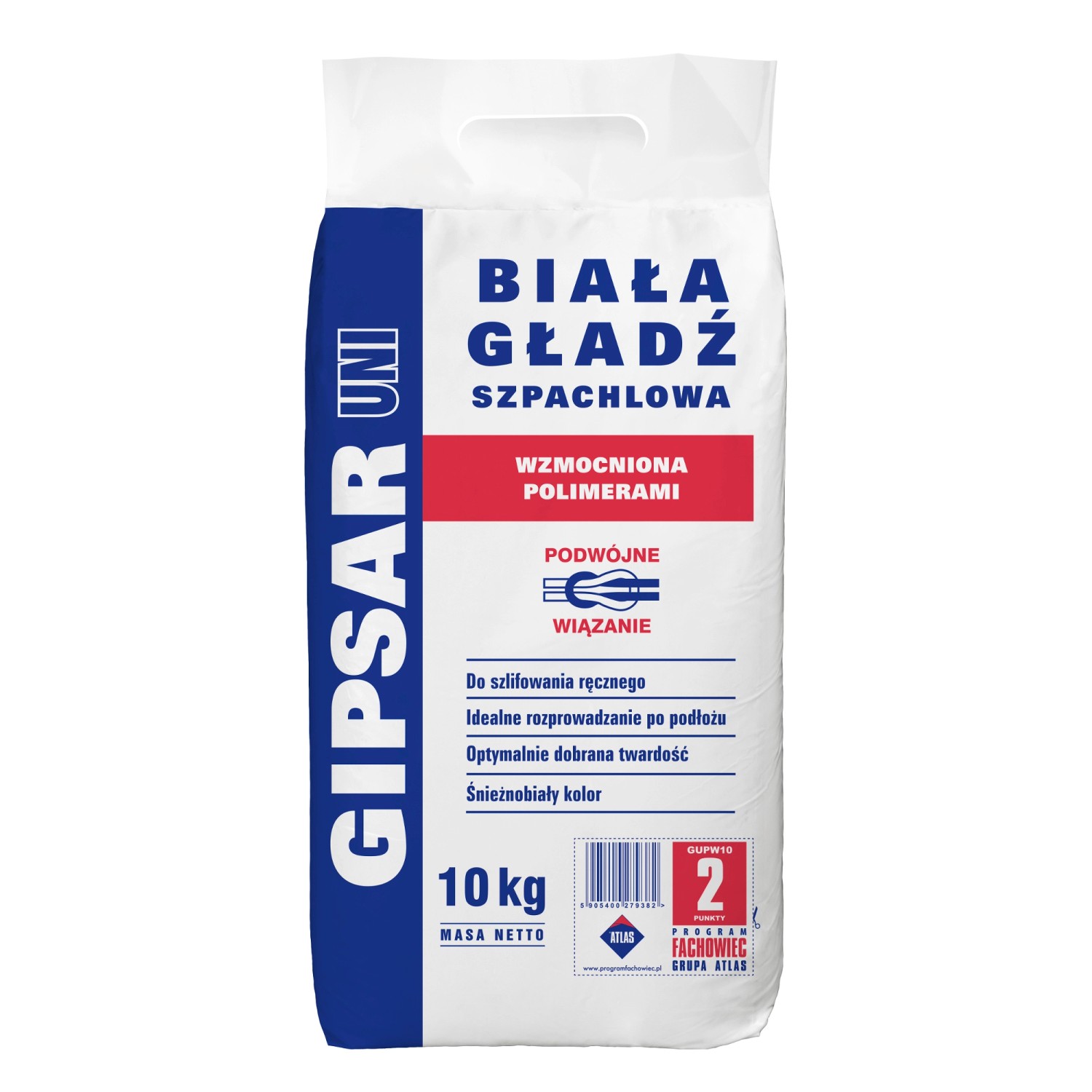 Atlas Gładź szpachlowa podwójne wiązanie Gipsar Uni 10 kg