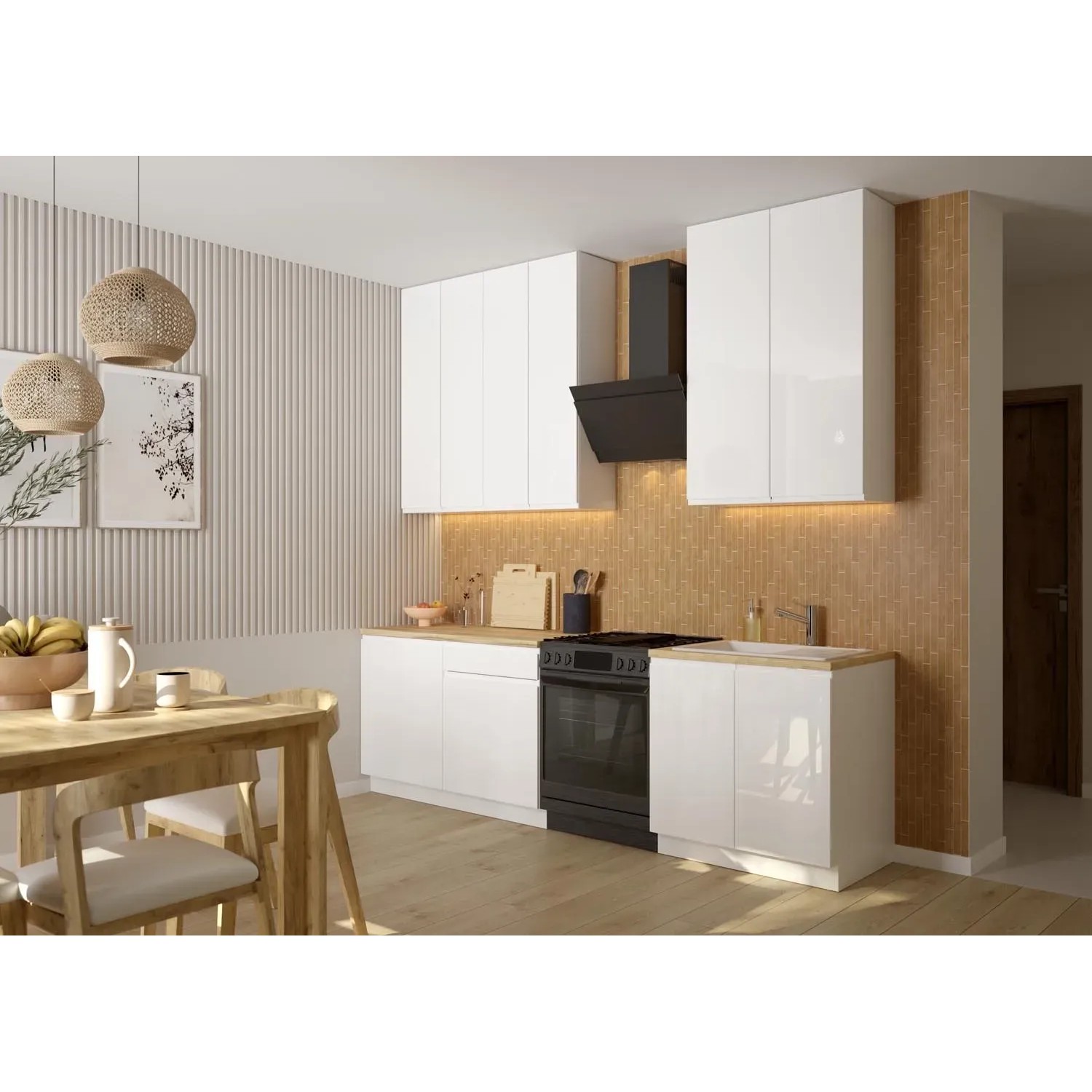 Defra Zestaw mebli kuchennych PARMA XL Biały Połysk 200 cm 6 el.