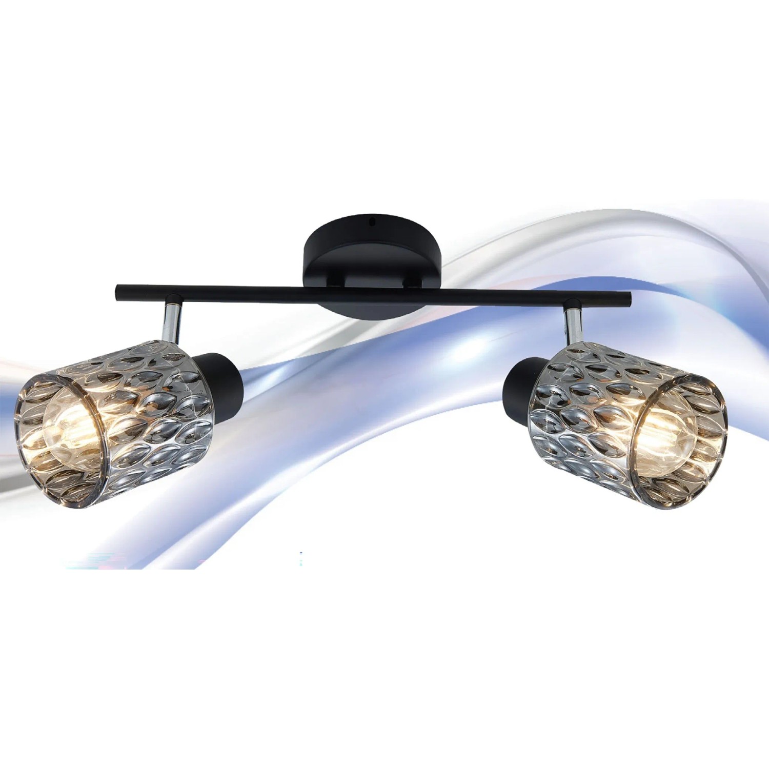 Candellux lampa sufitowa BILL listwa czarna 2xE27 40W klosz dymiony