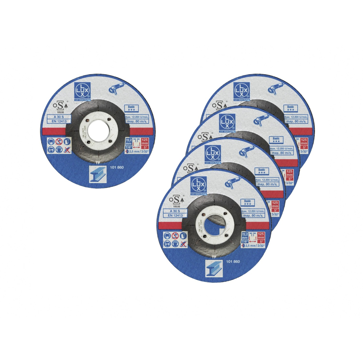 LUX-TOOLS Tarcze do cięcia metalu 125 mm zestaw 5-częściowy