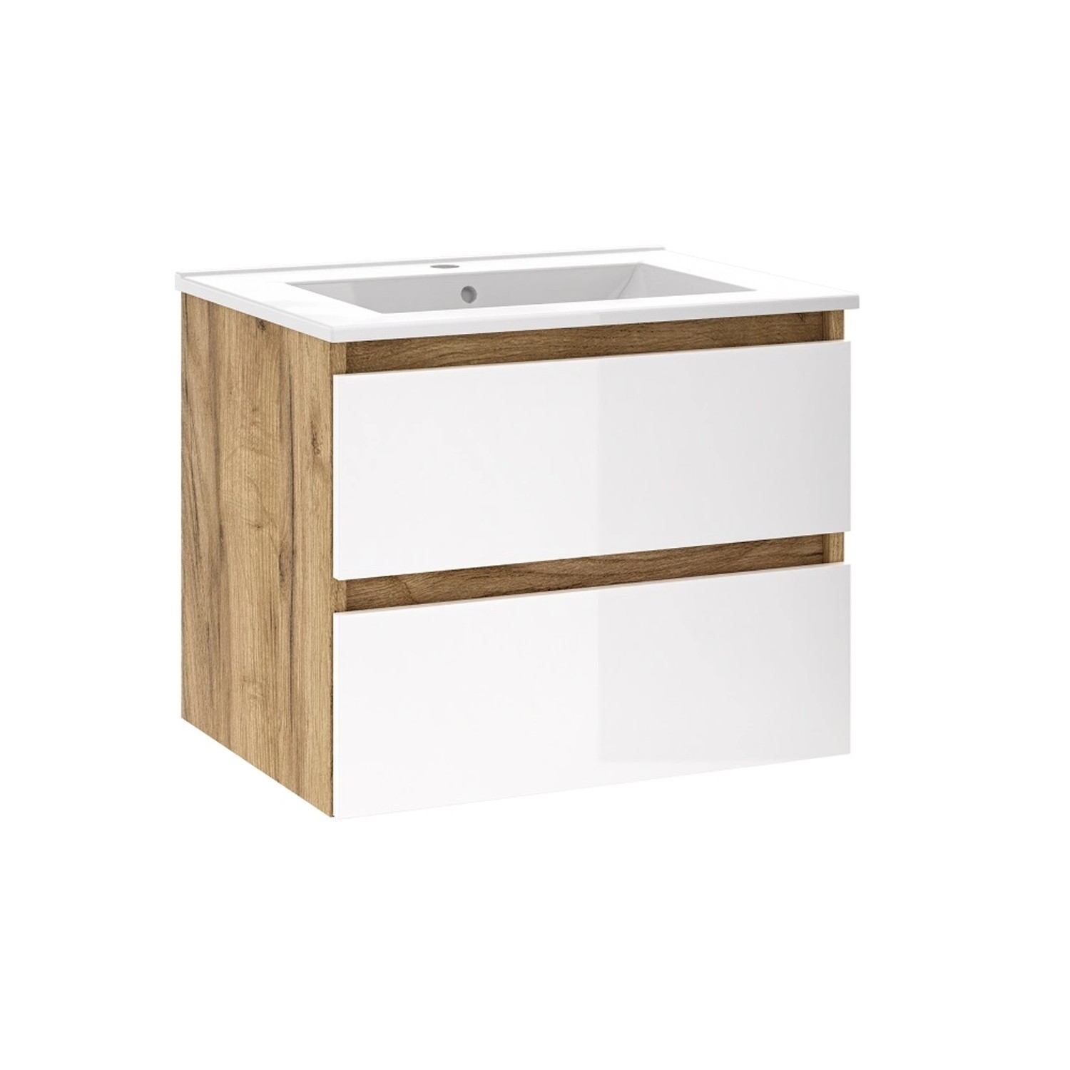 Mirano Zestaw Maori Szafka Z Umywalką Biały Dąb 60 Cm