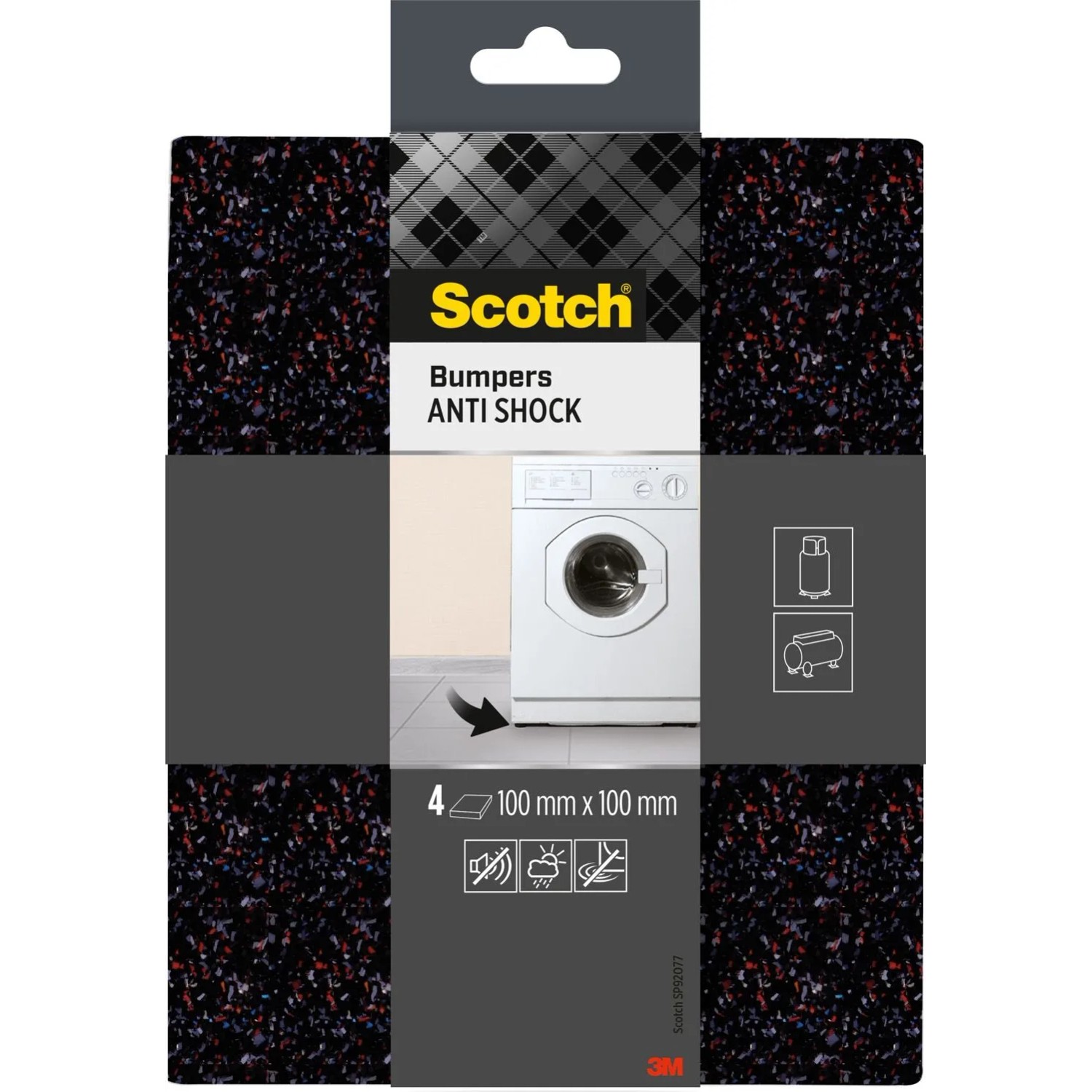 3M Scotch Gumowe podkładki antypośizgowe 10cmx10cm 4szt.czarn 13x6x10.3